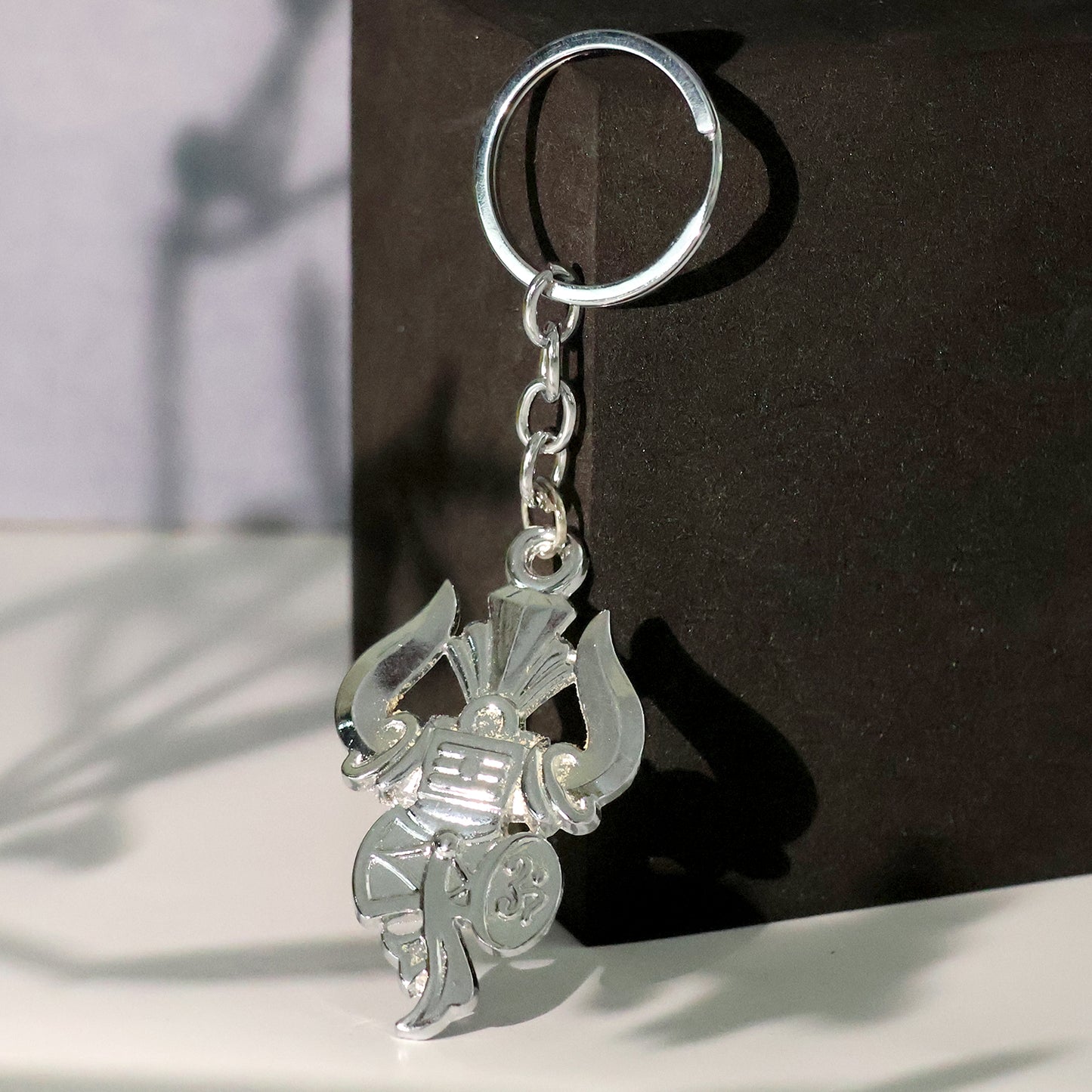Trishul Damru Lord Shiva Symbol Silver Metal Keychain (1 Pc) - Happy Price - Image 6