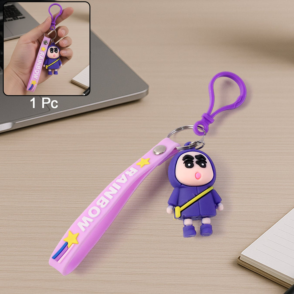 Cute Cartoon Silicone Keychain with Wrist Strap - 1 Pc - Happy Price - Image 1