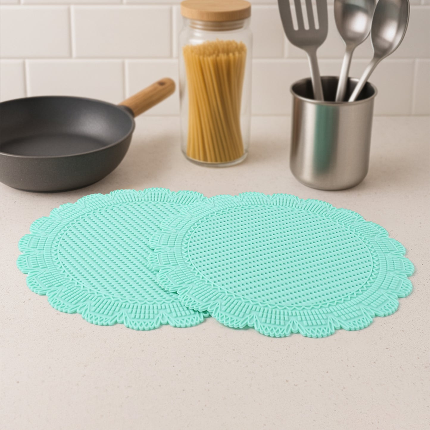 Silicone Round Heat Resistant Mat (2 Pc Set) - Happy Price - Image 6