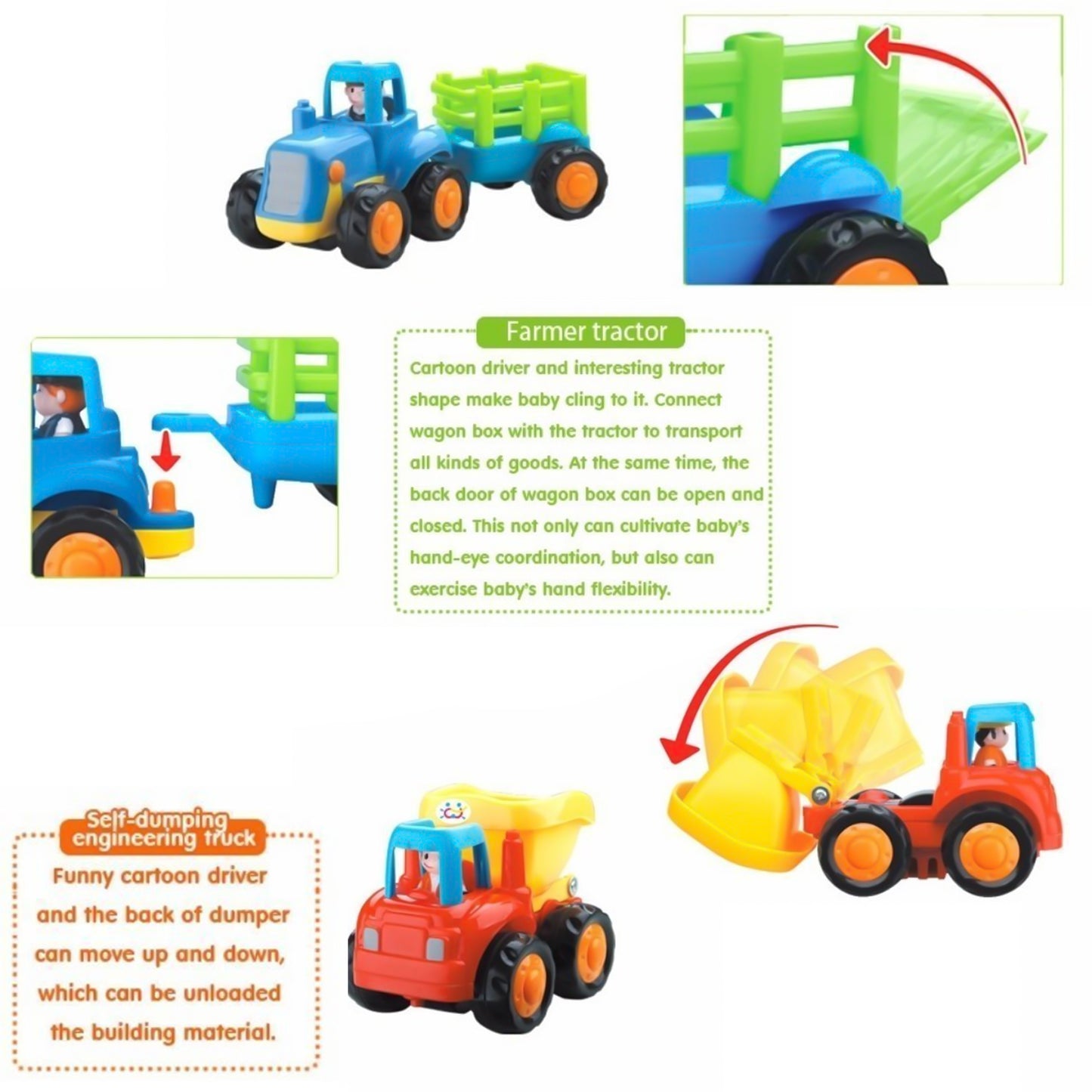 4 Pc Construction Vehicle Toy Set for Kids - Pull-Back Engineering Trucks - Happy Price - Image 4