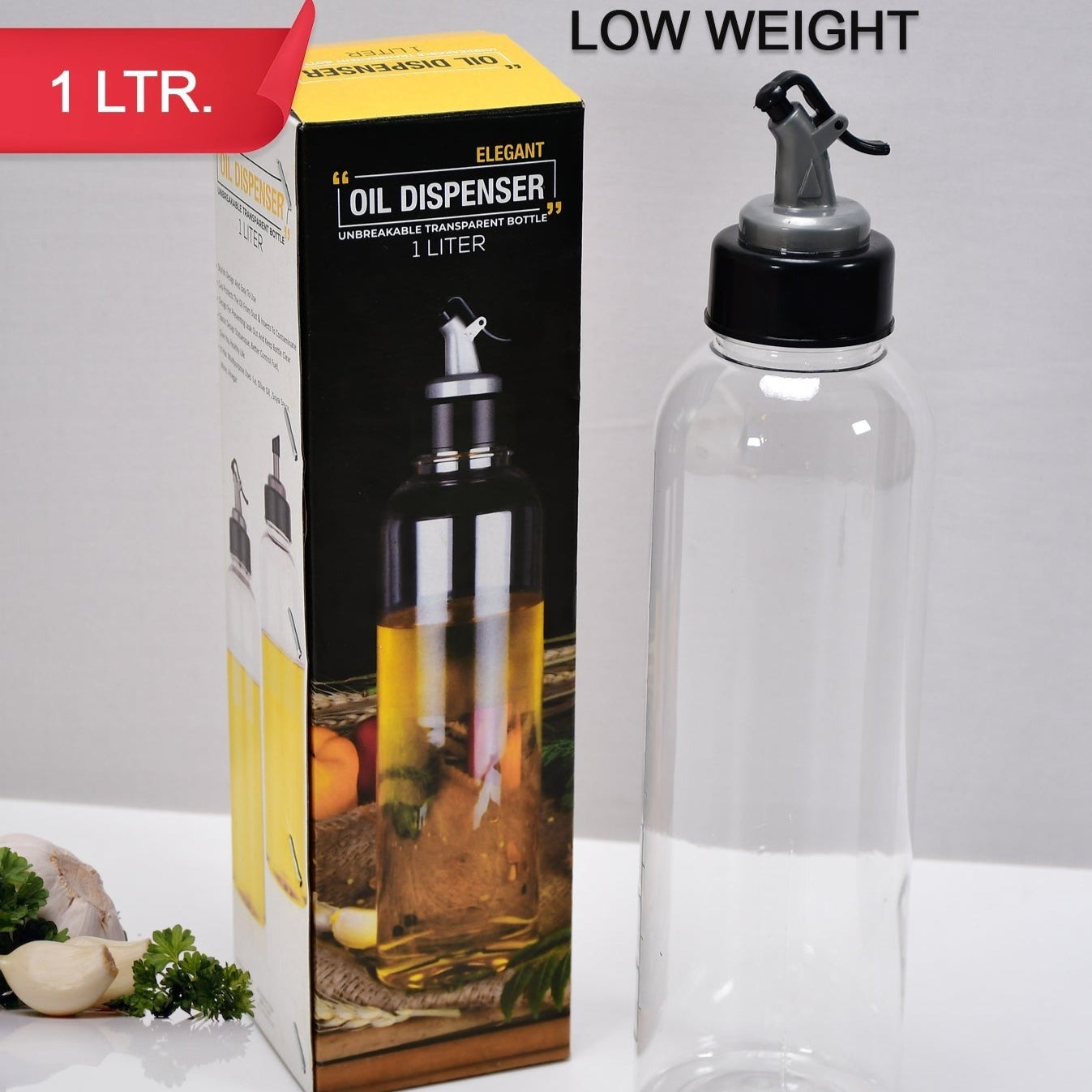 1ltr Oil Dispenserwith Lid - Clear Drip Free Spout Controlled Use - Happy Price - Image 1