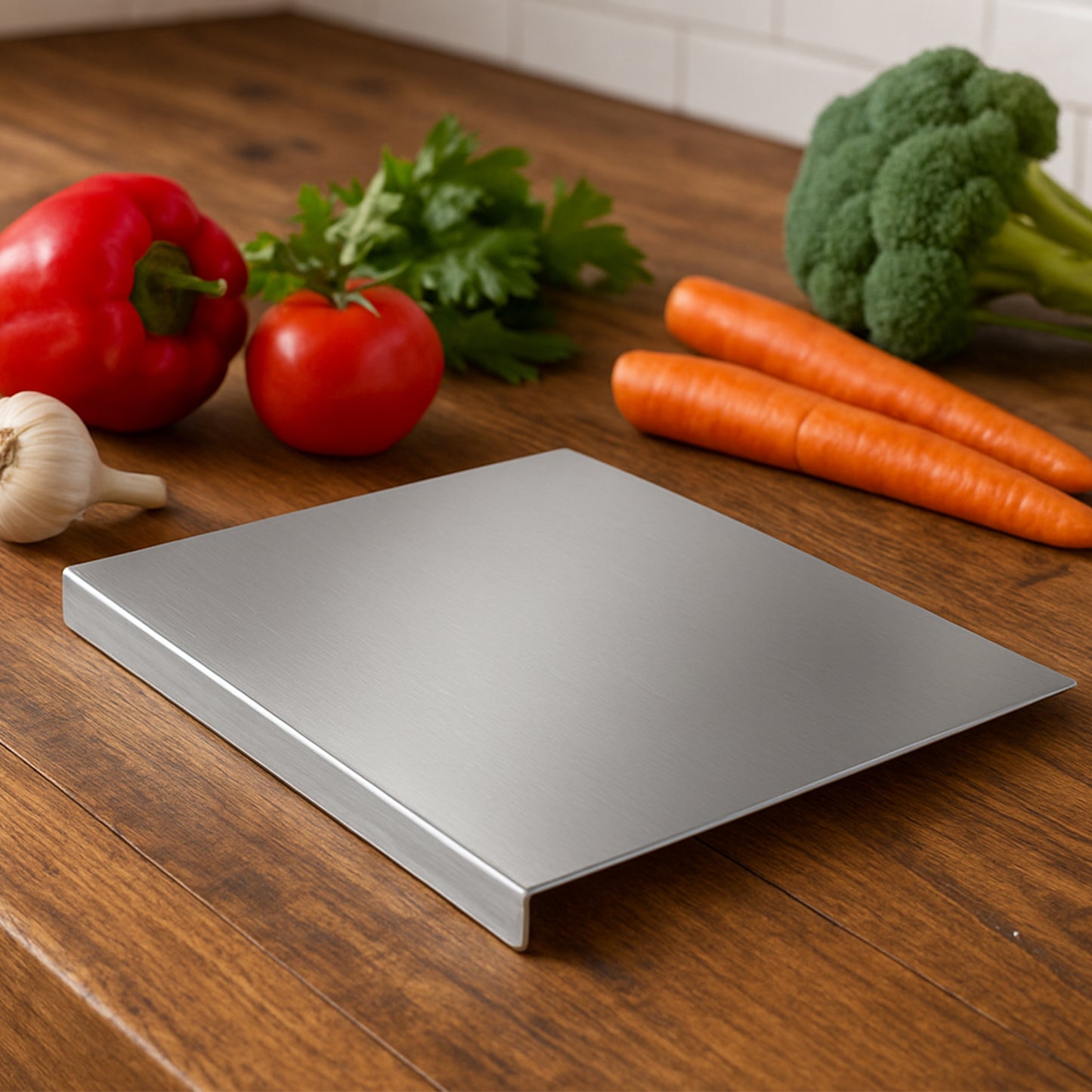 Premium Stainless Steel Anti-bacterial Chopping Board For Kitchen (1 Pc) - Happy Price - Image 3