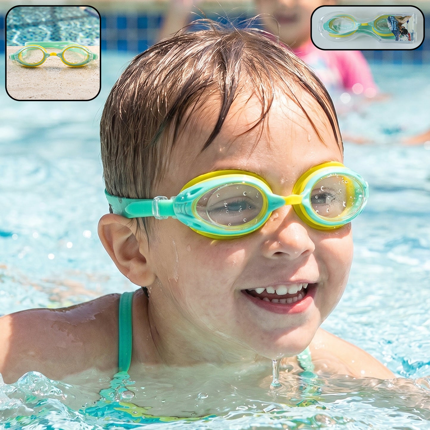 Kids Dual Color Swim Goggles - Clear Vision Anti-Fog Lens, Comfortable Fit, 1 Pc - Great Price - Image 2