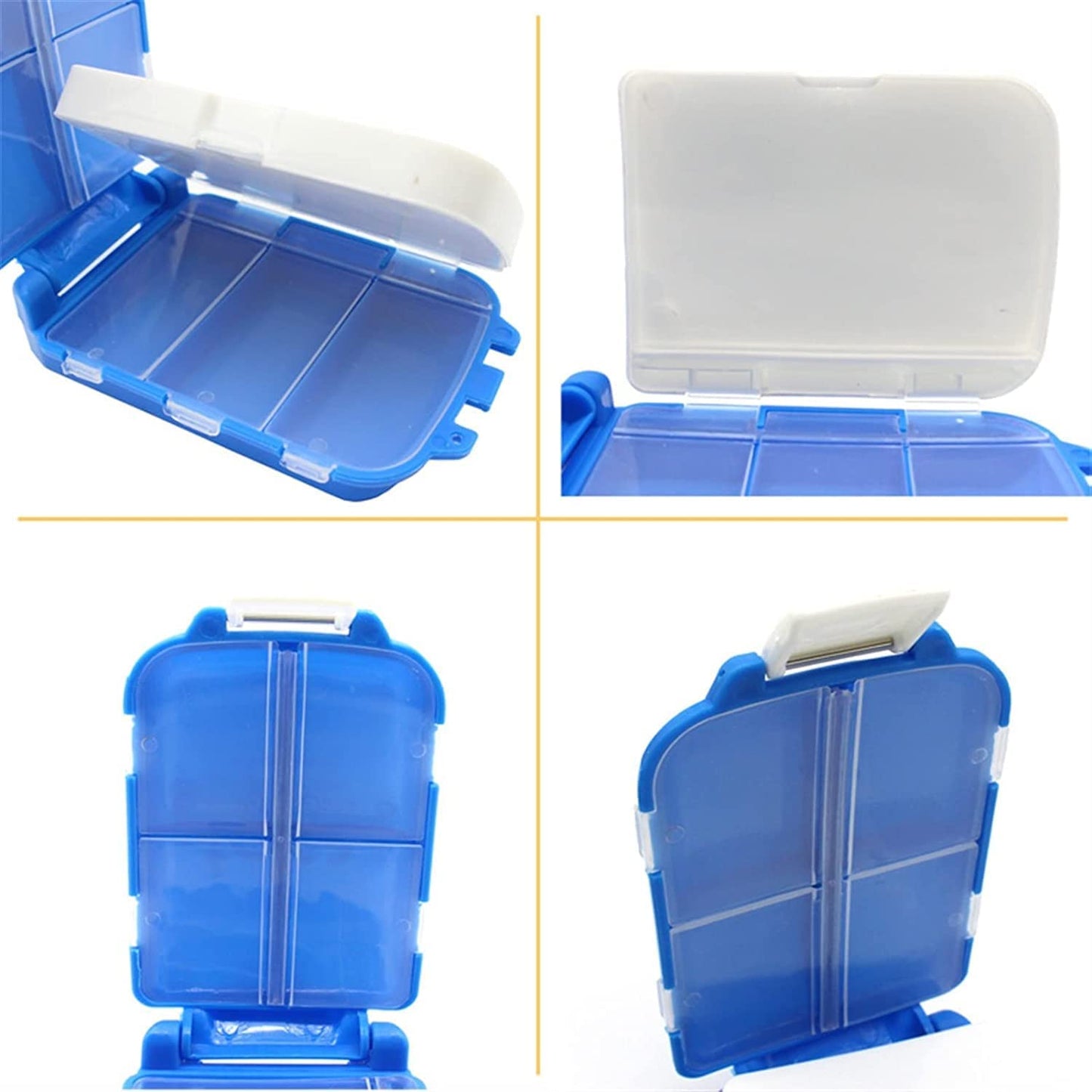 Portable Dual-Sided Pill Organizer Box - 8 Compartments, Blue - Happy Price - Image 6