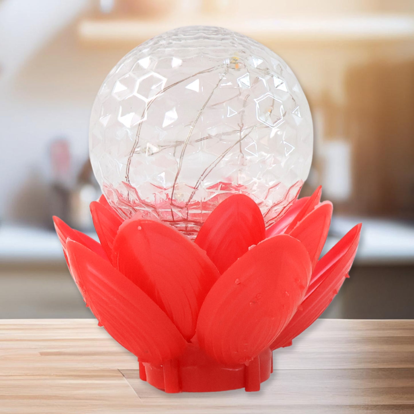 Crystal Ball Lotus LED Decorative Light - Color Changing Rotating Lamp for Home & Festivals (1 Pc) - Happy Price - Image 4