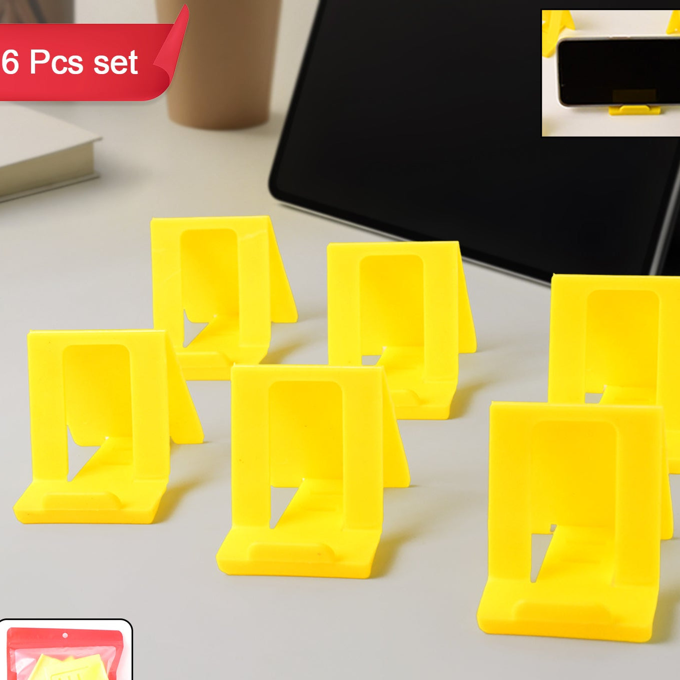 Adjustable Foldable Plastic Mobile Phone Stand (6 Pc Mix Color) - Happy Price - Image 1