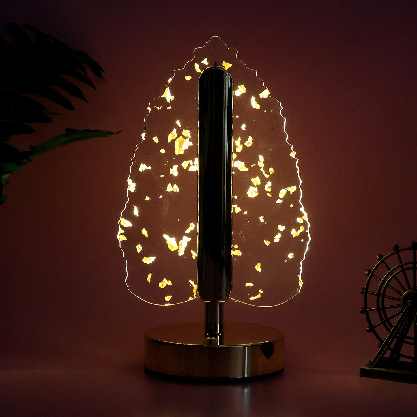 Golden Crystal Leaf LED Table Lamp with USB Charging - 1 Pc - Happy Price - Image 5