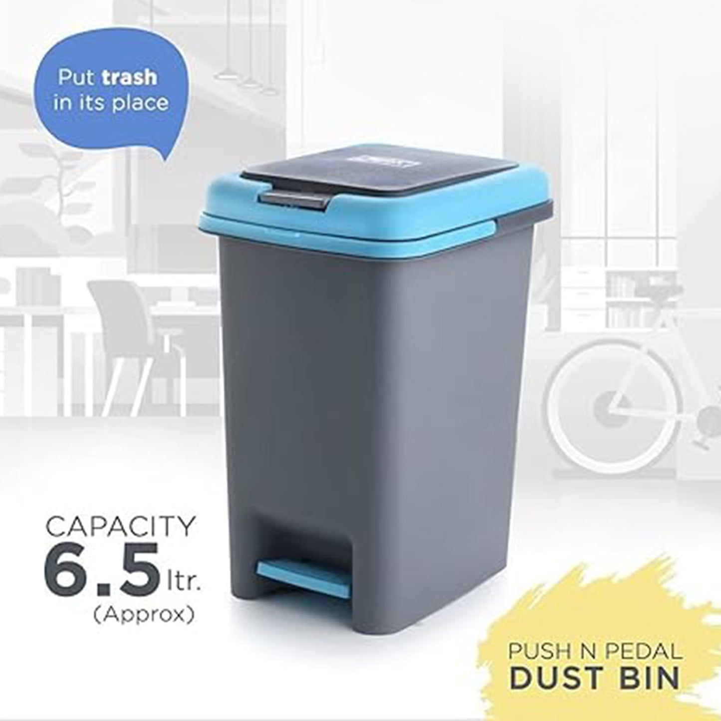 Apex 6.5 Litre Push Pedal Dustbin with Removable Basket - Mix Color - Happy Price - Image 3