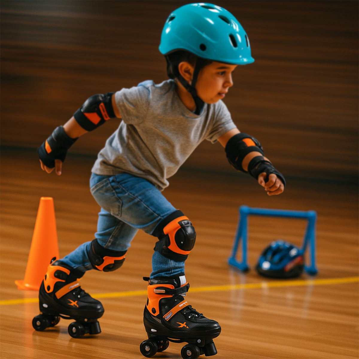 Adjustable XL Quad Roller Skates for Kids - Smooth PU Wheels, Toe Brake, Secure Fit - Great Price - Image 6