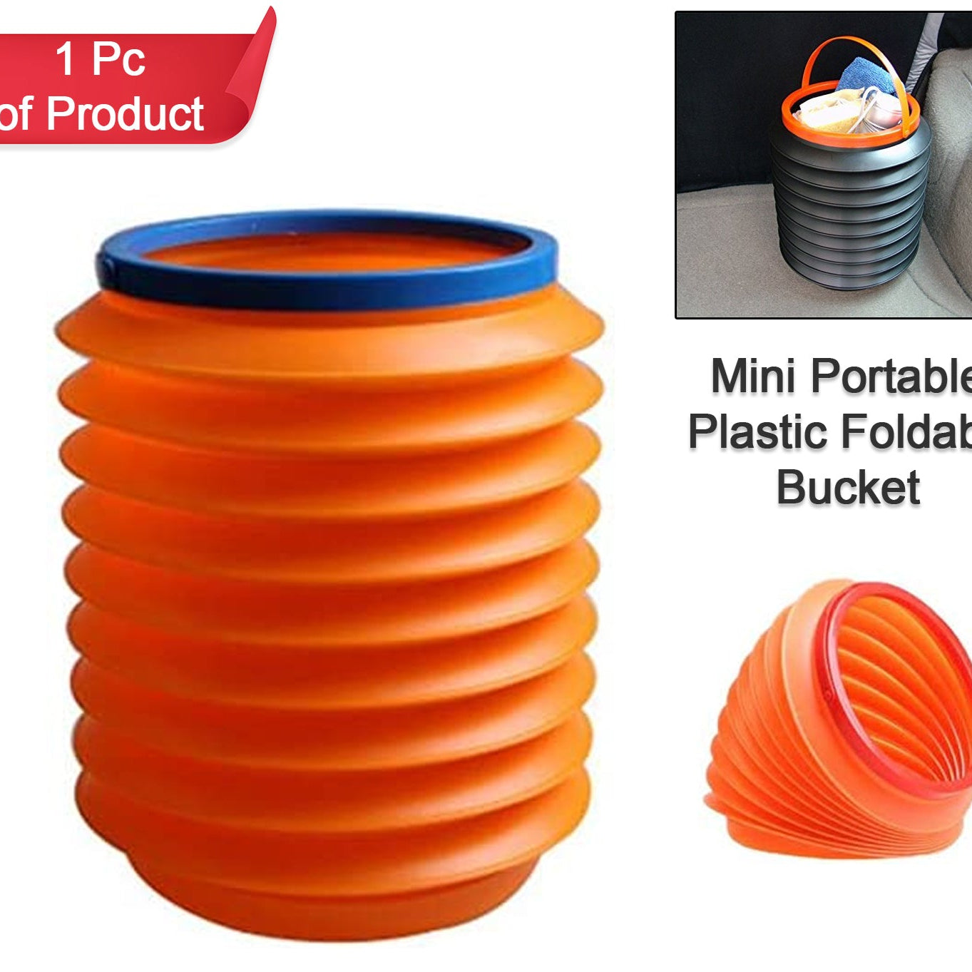 r Foldable Storage Bucket Water Container Dustbin Multiuse Bucket For Home Car Kitchen Use Bucket - Happy Price - Image 1