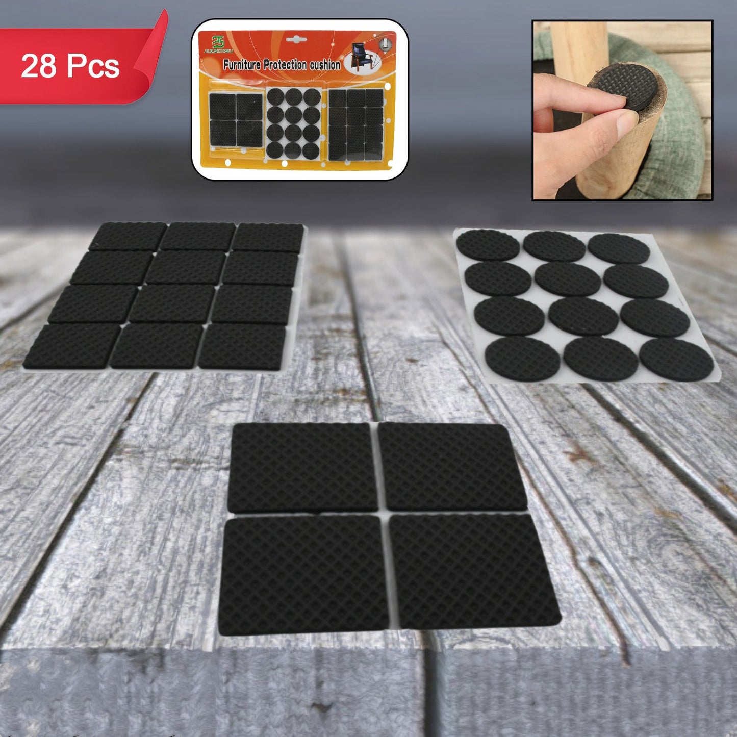 28 Pc Rubber Furniture Pads Self Sticking Non Slip Furniture Noise Insulation Pads - Happy Price - Image 2