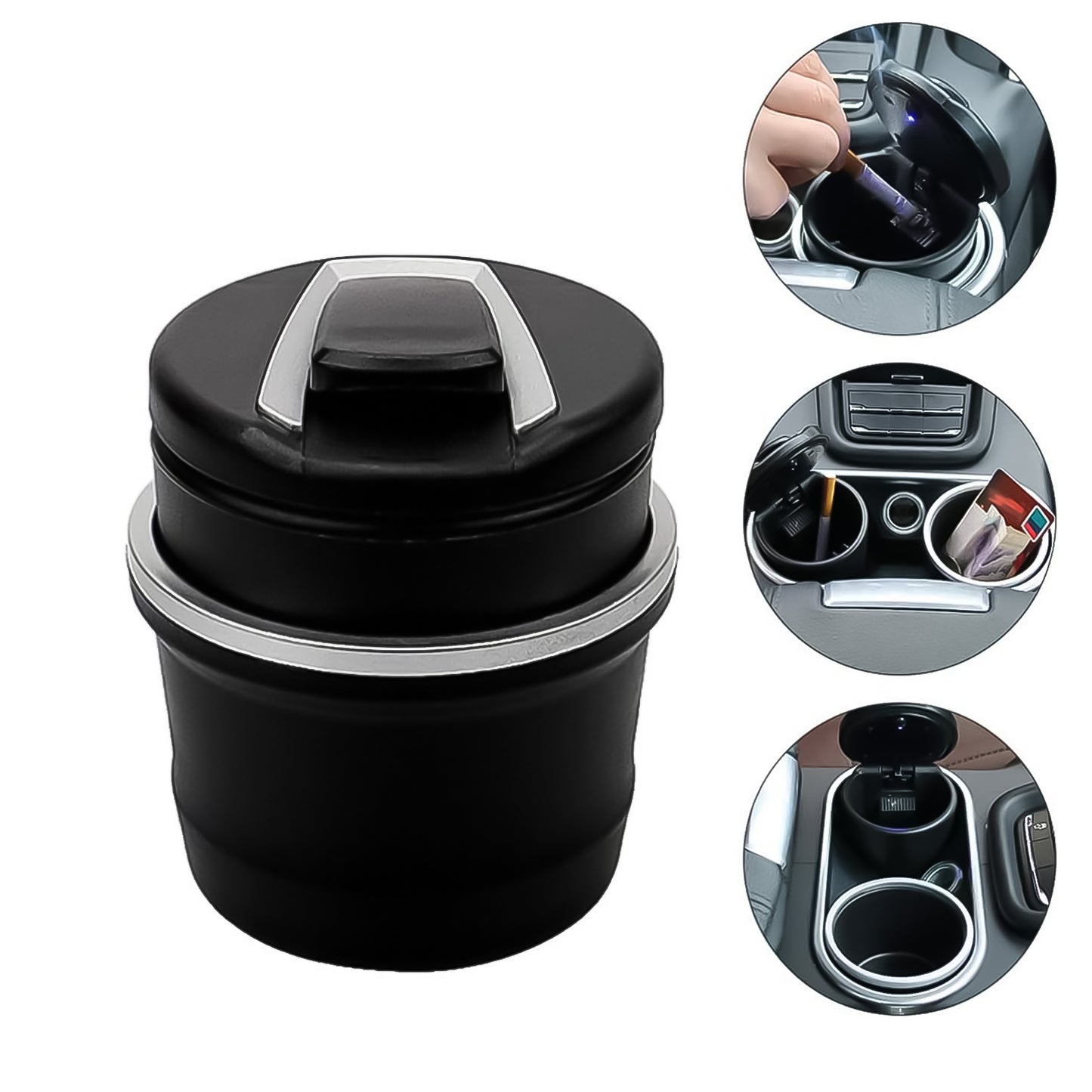 Portable Car Ashtray With Lid And Blue Led Light (1 Pc With Color Box) - Happy Price - Image 2