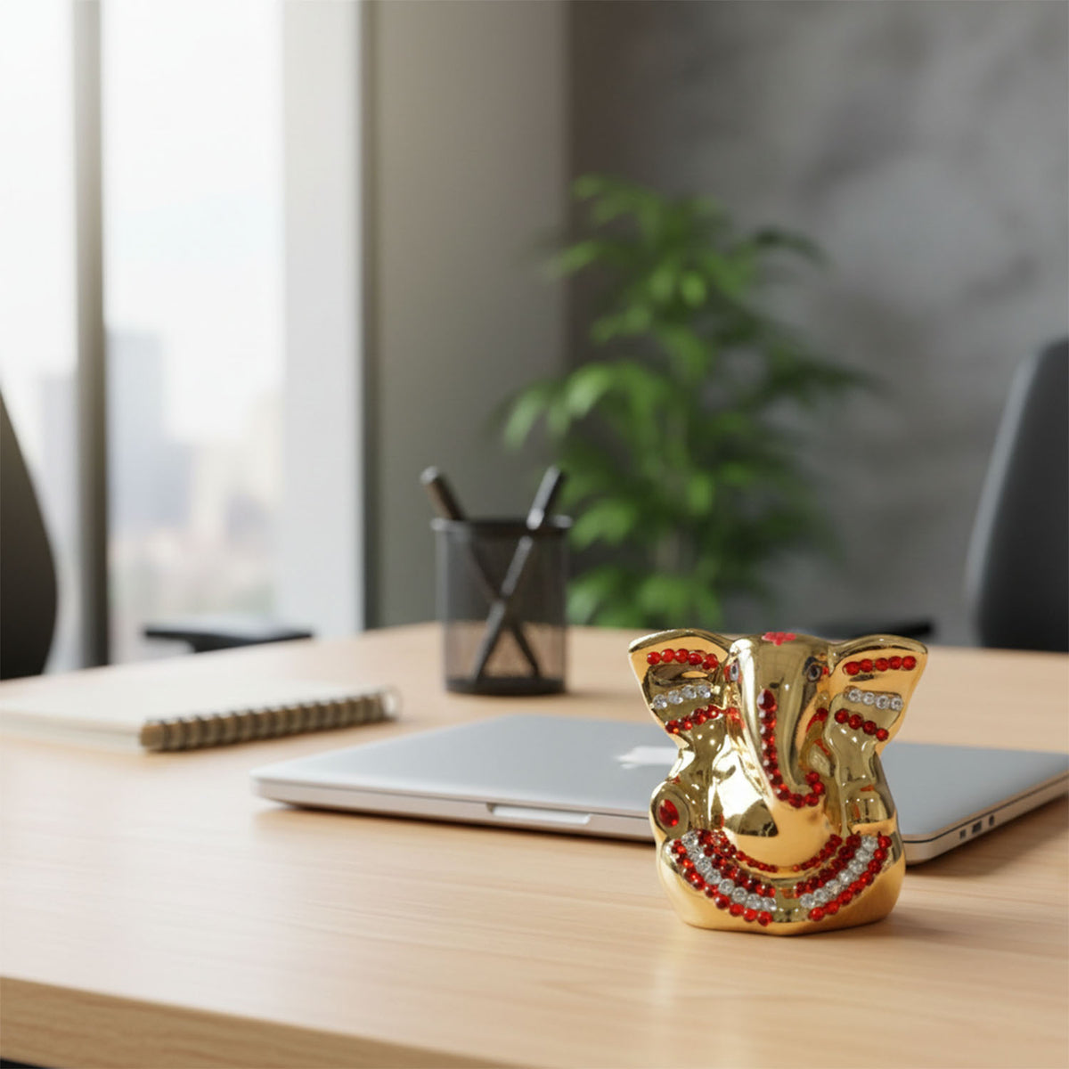 Golden Ganesha Idol Showpiece - 1 Pc Decorative Ganpati Murti for Home, Car, Office - Happy Price - Image 3