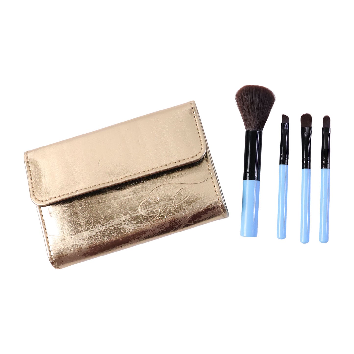 4-in-1 Makeup Brush Set with Pouch - Compact Face & Eye Brushes - Happy Price - Image 4