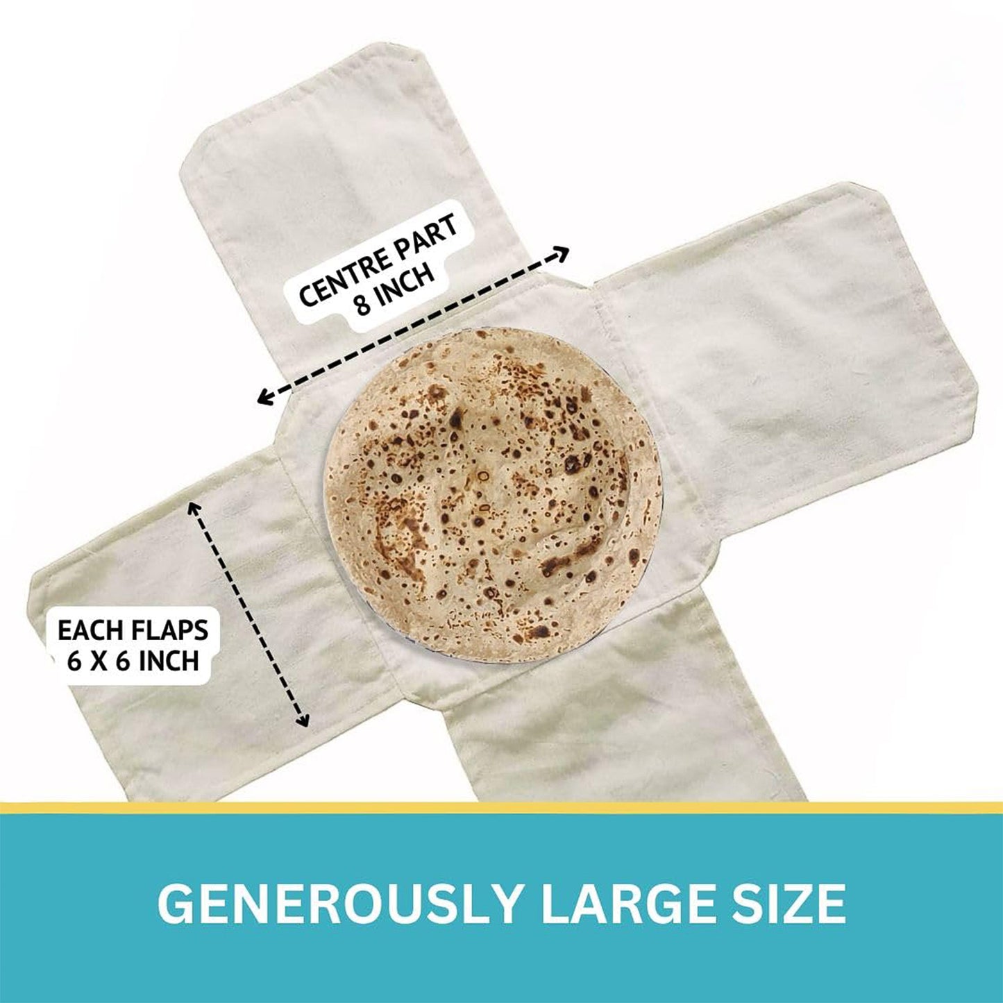 Pure Cotton Roti Mate Cloth Round Roti Cover (51 51 Cm 1 Pc)