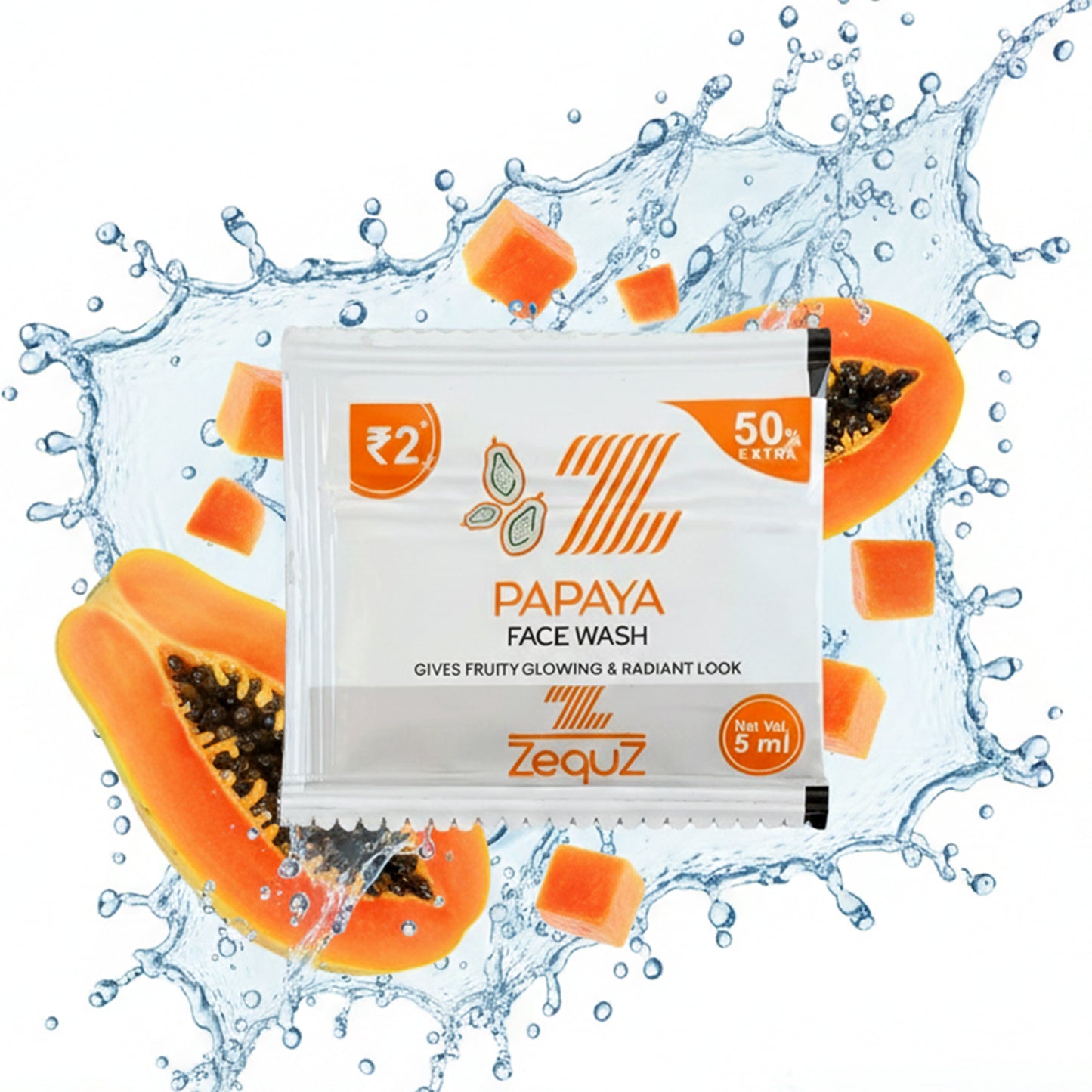 Zequz Papaya Face Wash Sachet - 5ml Single Use for Fresh Skin - Happy Price - Image 4