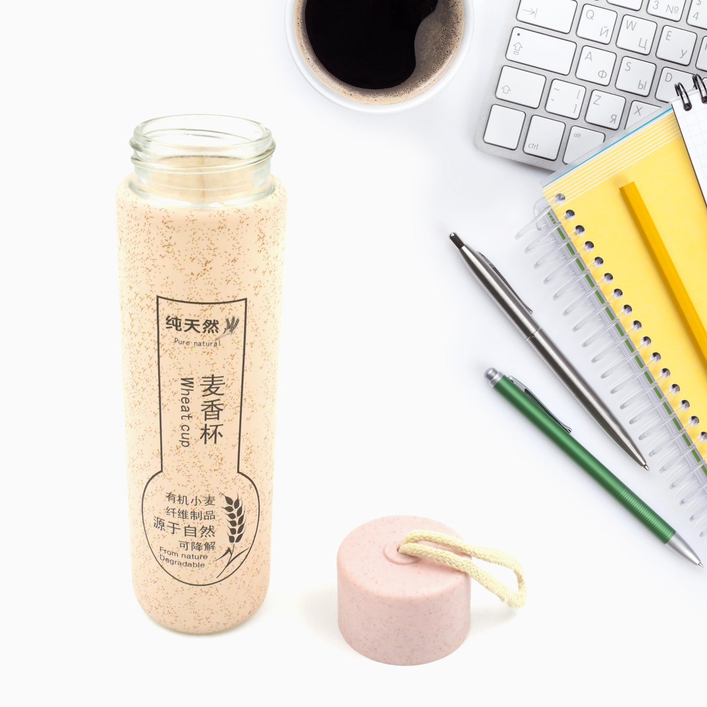 350ml Borosilicate Glass Water Bottle - Leak-Proof, BPA-Free for Hot & Cold Drinks - Happy Price - Image 2