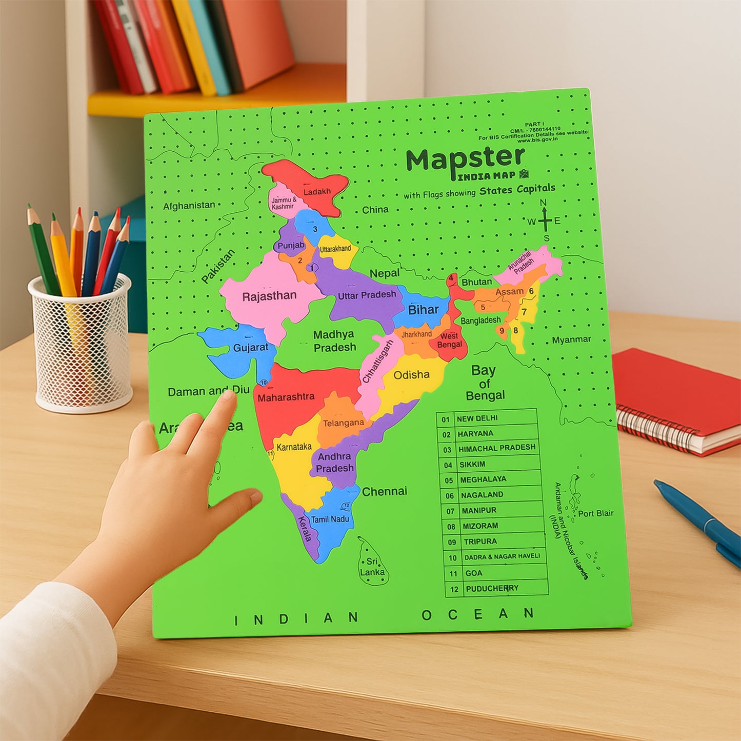 India Map EVA Foam Puzzle for Kids - Educational Geography Learning Toy with State Pieces & Capital Labels - Happy Price - Image 6