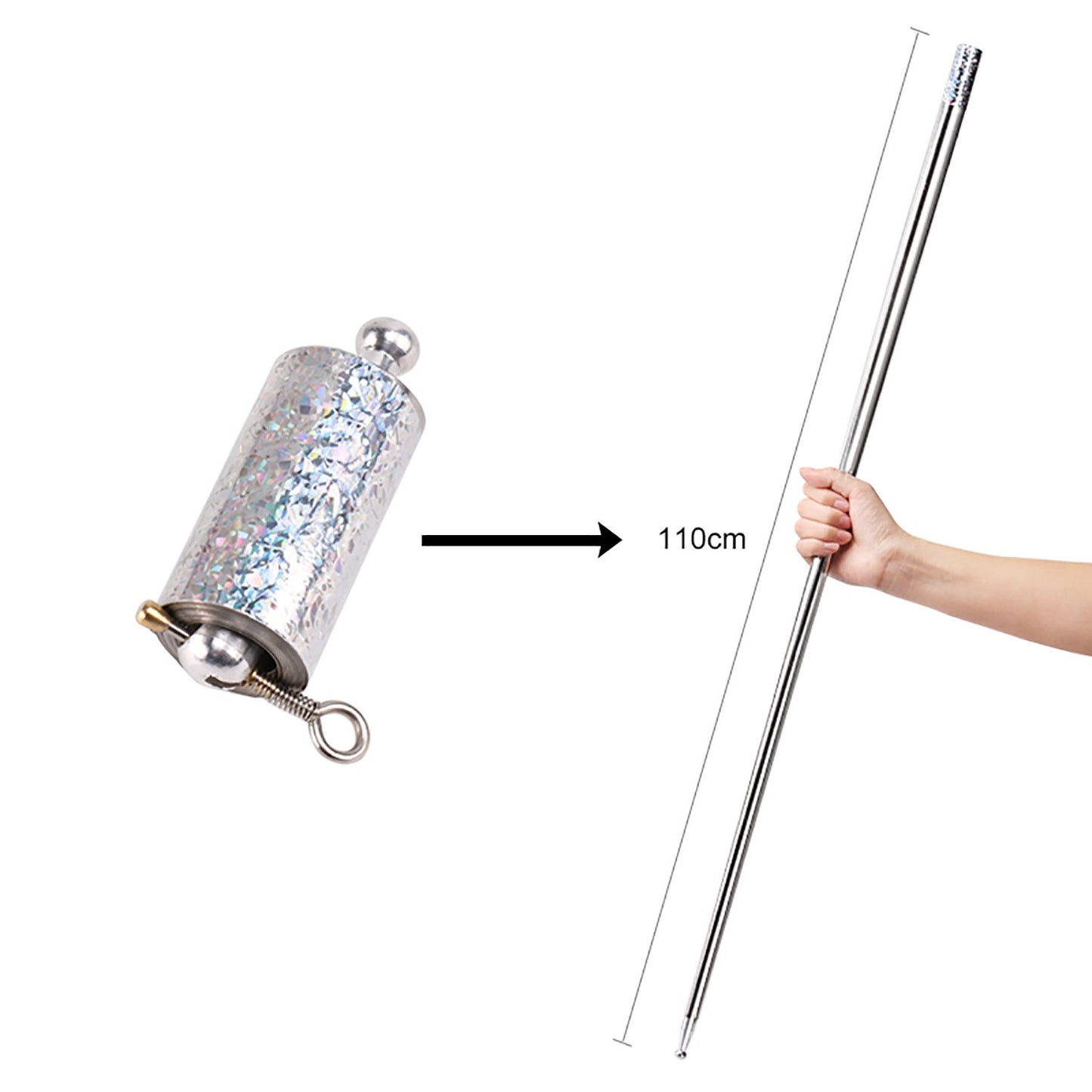 Magic Toy Metal High Elasticity Steel Silver Appearing Cane Magic Toy Magic Steel - Happy Price - Image 6