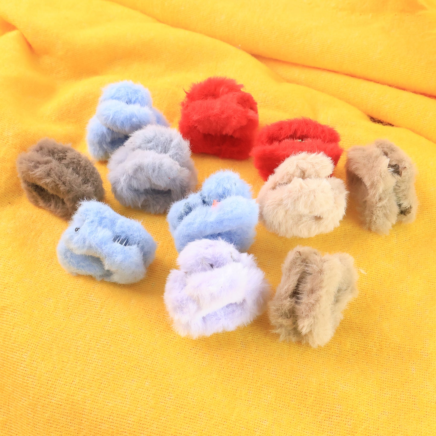 12 Pcs Set Small Fluffy Hair Claw Clips for Women & Girls - Happy Price - Image 4