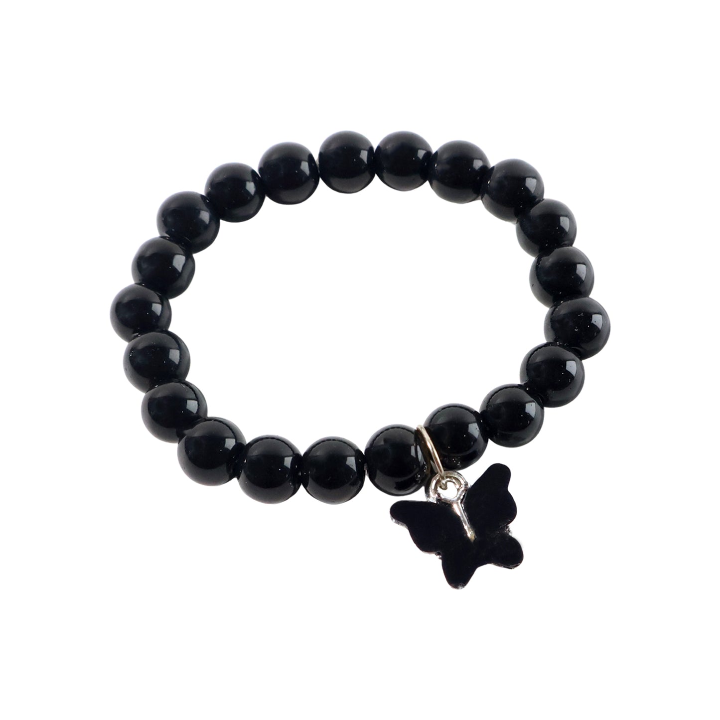 Black Beaded Bracelet with Butterfly Charm - 1 Pc - Happy Price - Image 3