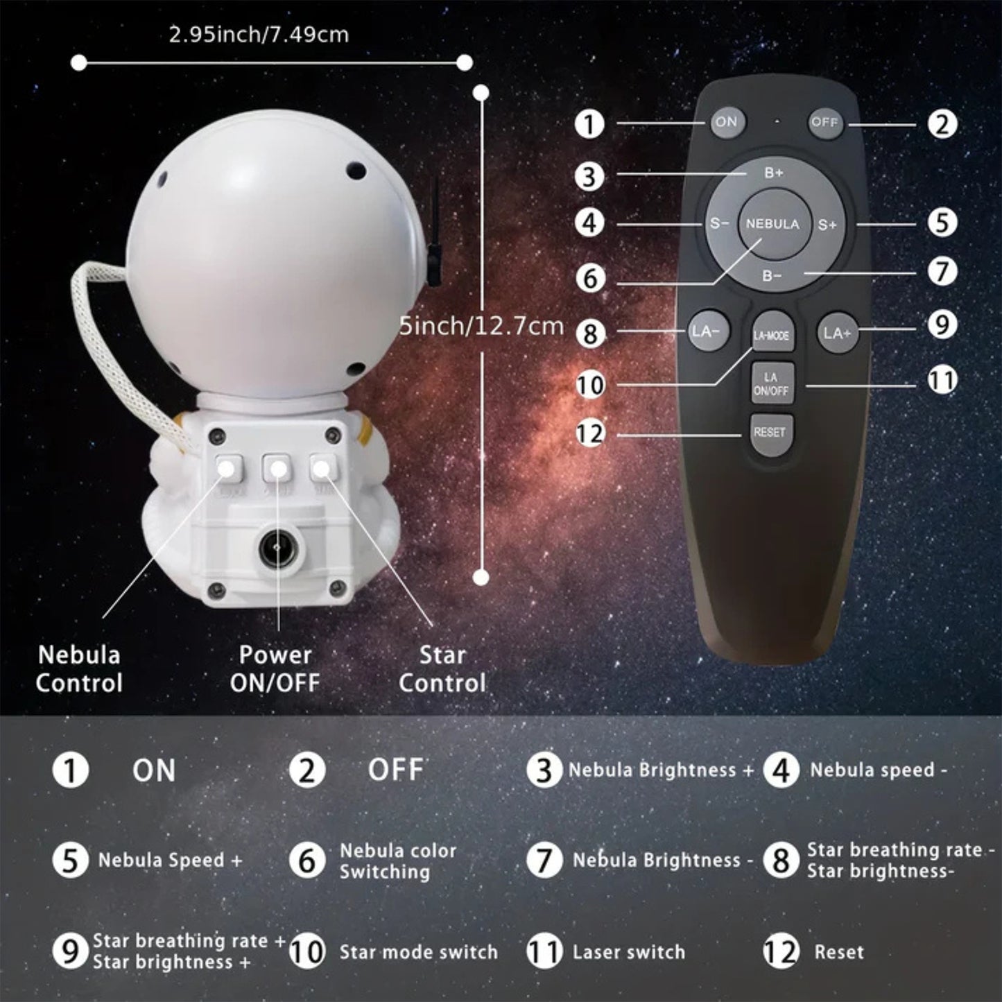 Astronaut Galaxy Projector Lamp with Remote - Star Nebula Night Light for Bedroom & Parties - Happy Price - Image 5