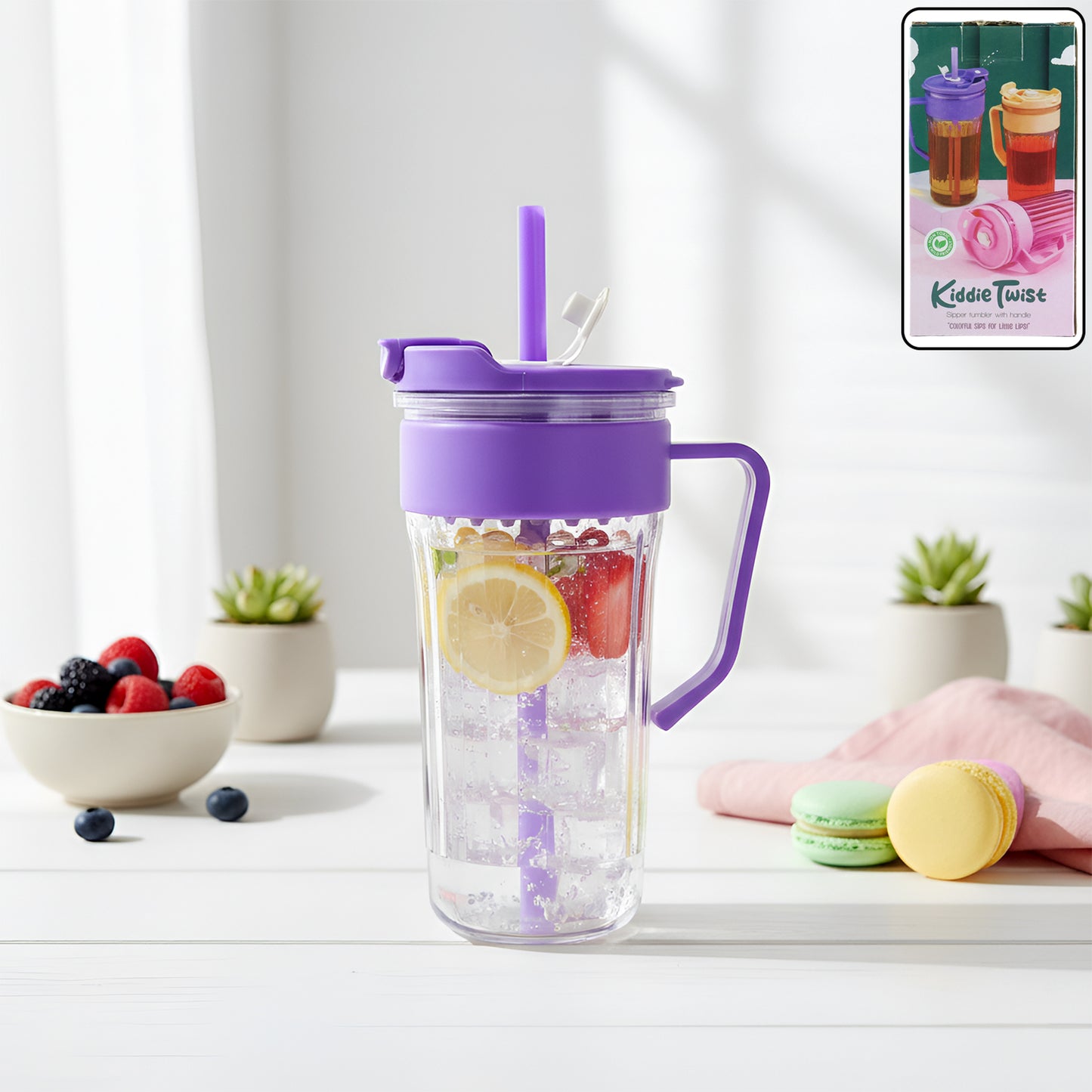 HappyPrice Kids Plastic Sipper Tumbler with Handle and Straw, 500 ML - Happy Price - Image 2