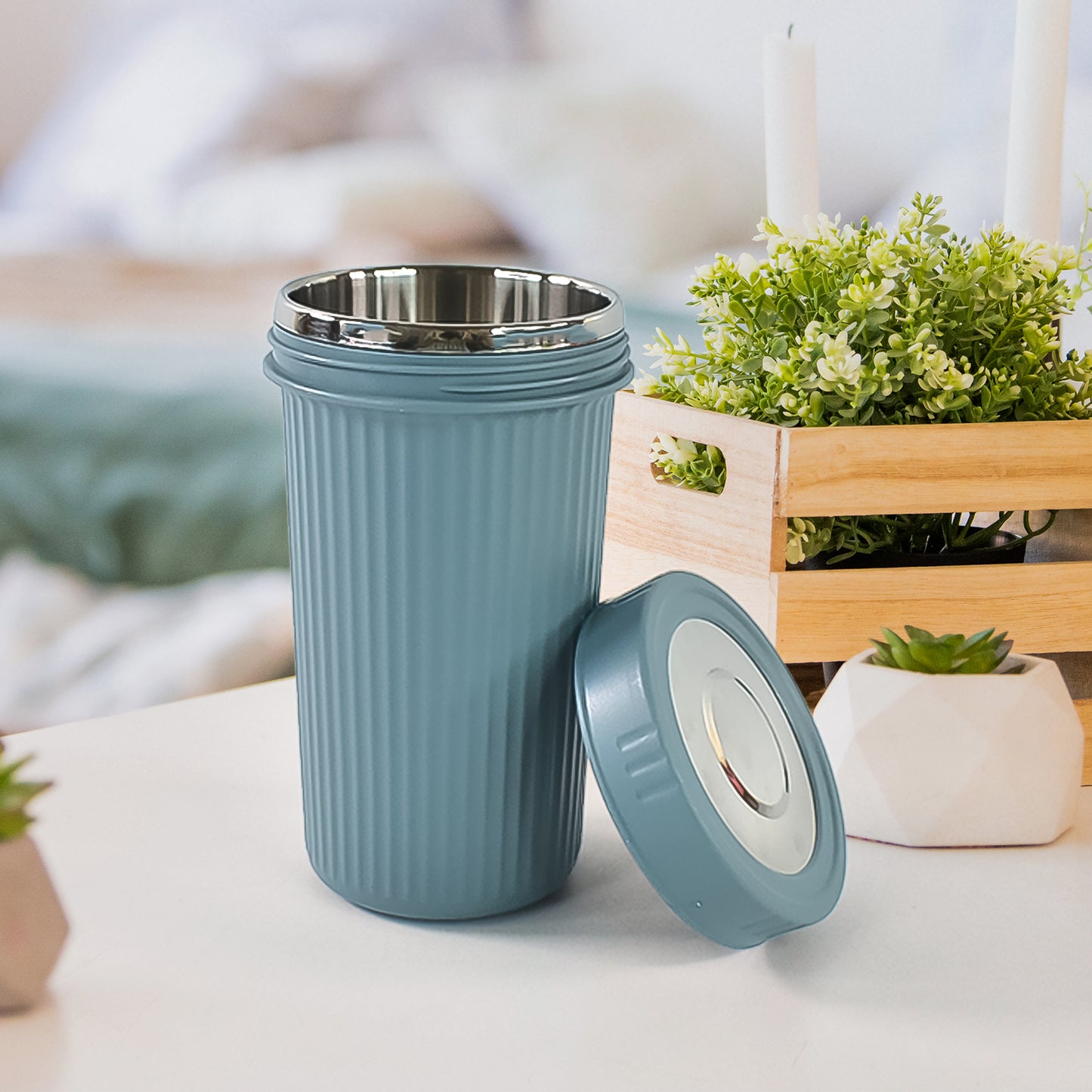 Apex Double Wall Inner Steel Travel Glass (500ml) Approx (1 Pc Mix Color) - Happy Price - Image 5