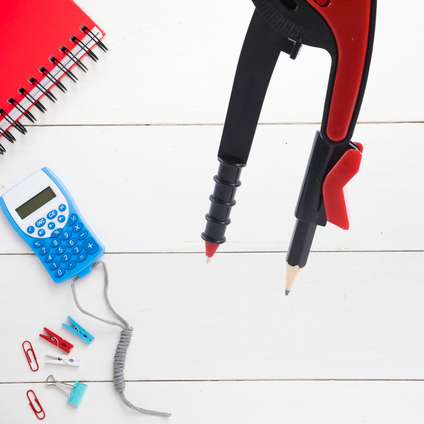 2 Pc Geometry Set Built-in Pencil Grip + Transparent Plastic Protractor School Geometry Tools Kit - Happy Price - Image 6