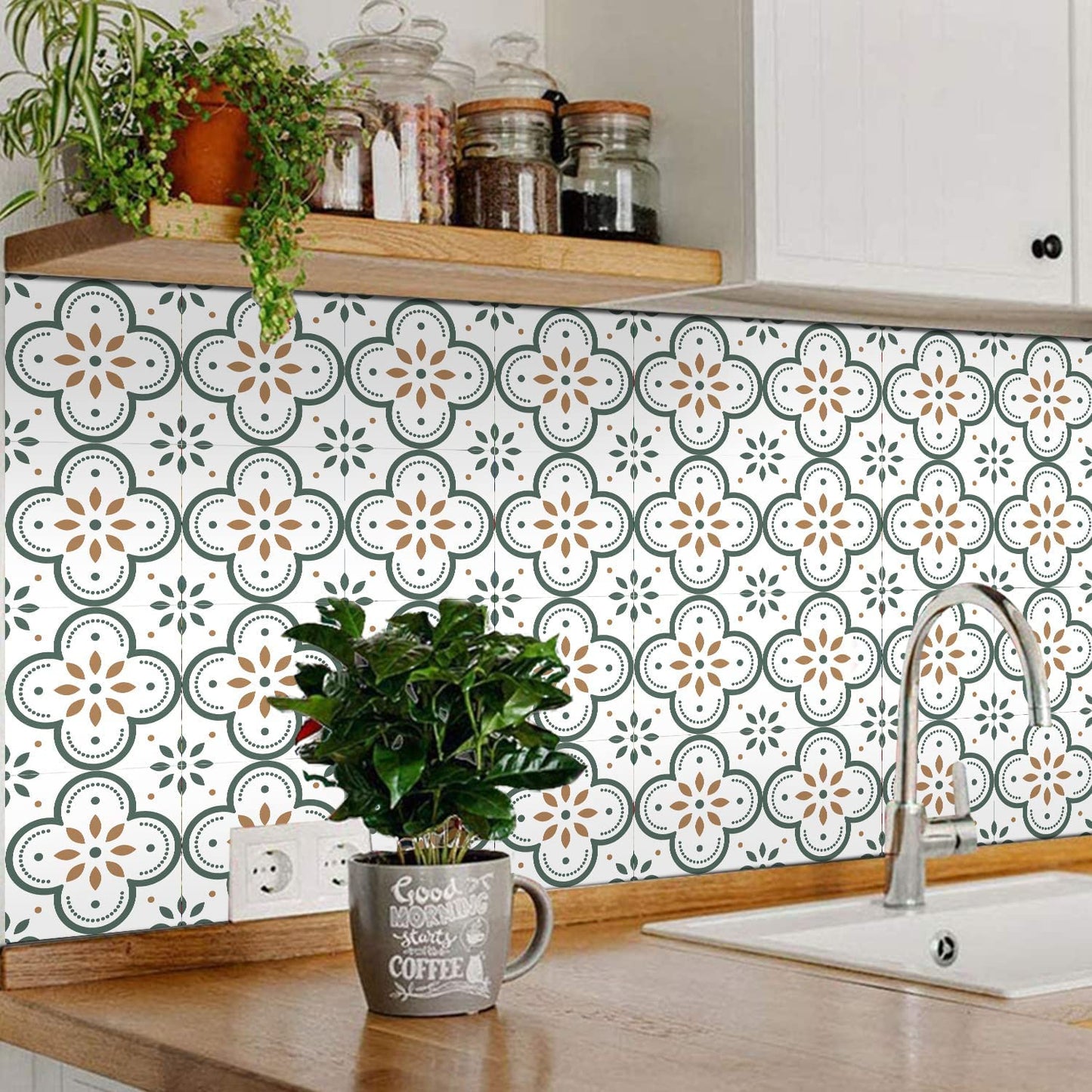 Peel And Stick Floor Tiles Kitchen Bathroom Backsplash Sticker Detachable Waterproof Diy Tile Stickers For Wall Decoration Tiles Home Decoration (8x8 Inch 10 Pcs Set) - Happy Price - Image 6