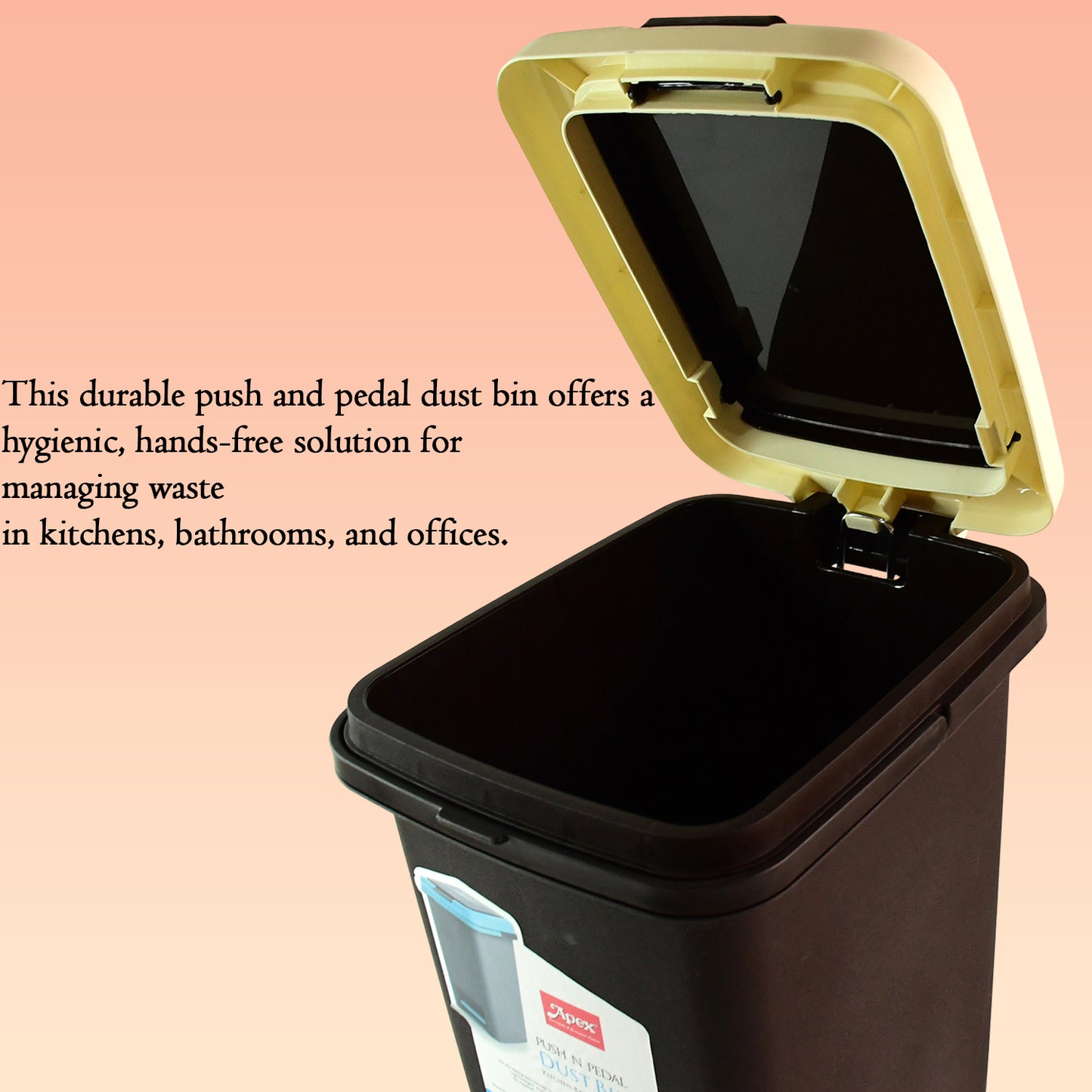 Apex Push N Pedal Plastic Dustbin 10l Capacity (1 Pc) - Happy Price - Image 4