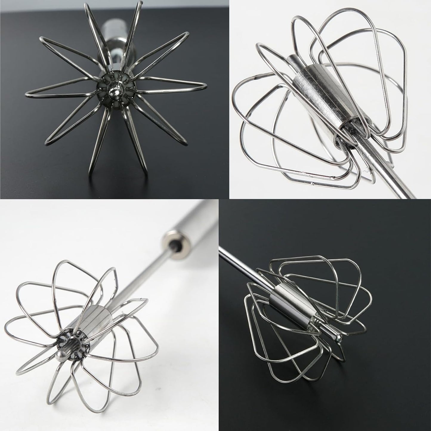 Small Stainless Steel Egg Whisk Hand Push Rotary Whisk Blender (1 Pc 27 Cm) - Happy Price - Image 3
