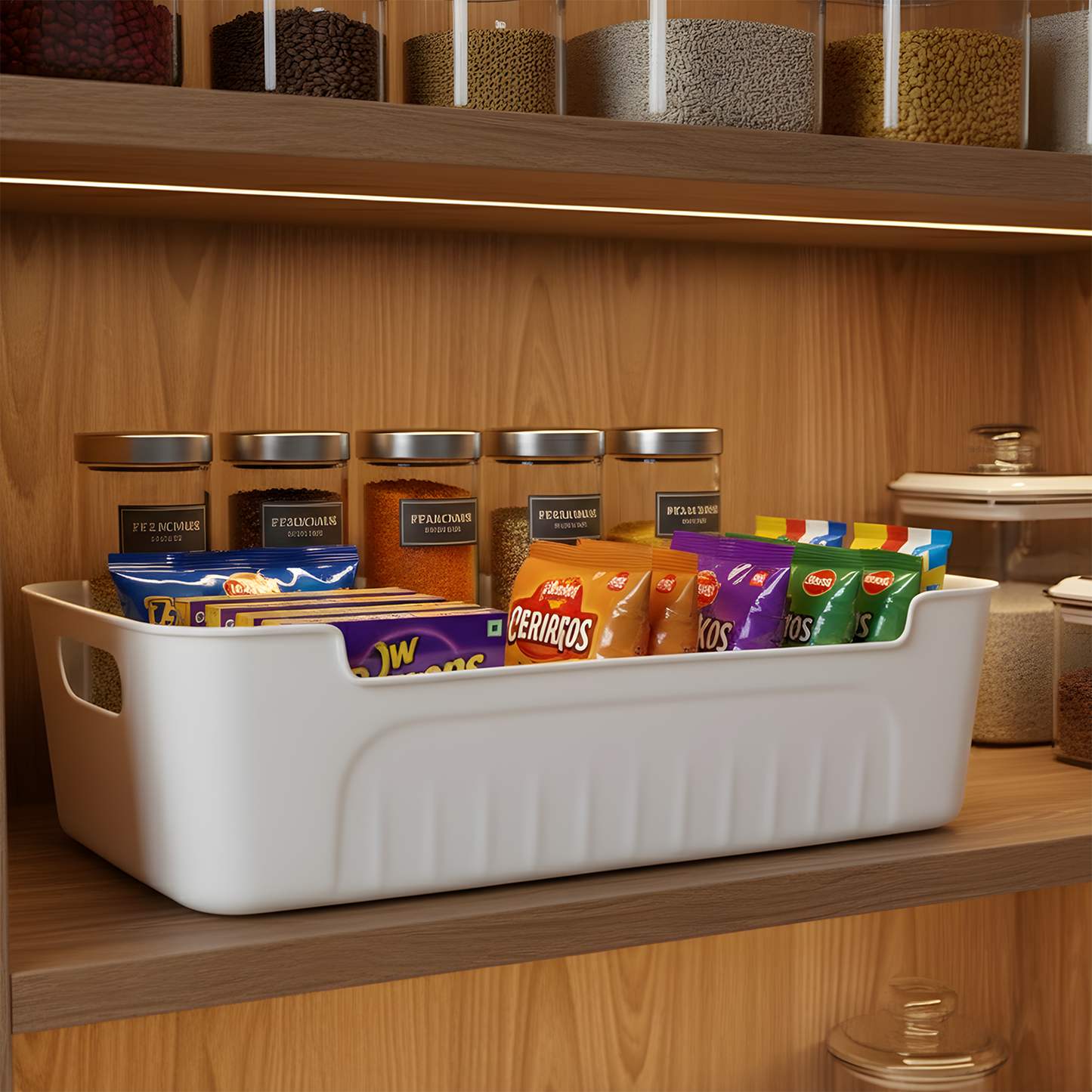 Set of 4 White Plastic Storage Baskets with Handles - Happy Price - Image 5