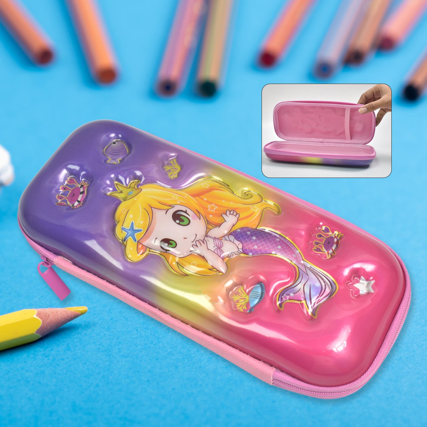 3d Cartoon Zipper Compass Box Pencil Box (1 Pc) - Happy Price - Image 6