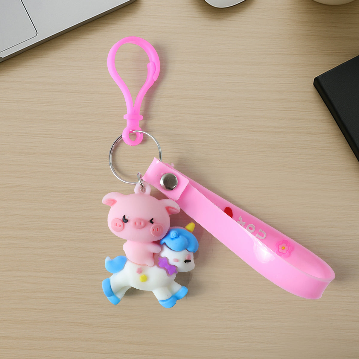 Cute Pig on Unicorn Cartoon Keychain (1 Pc) - Happy Price - Image 6