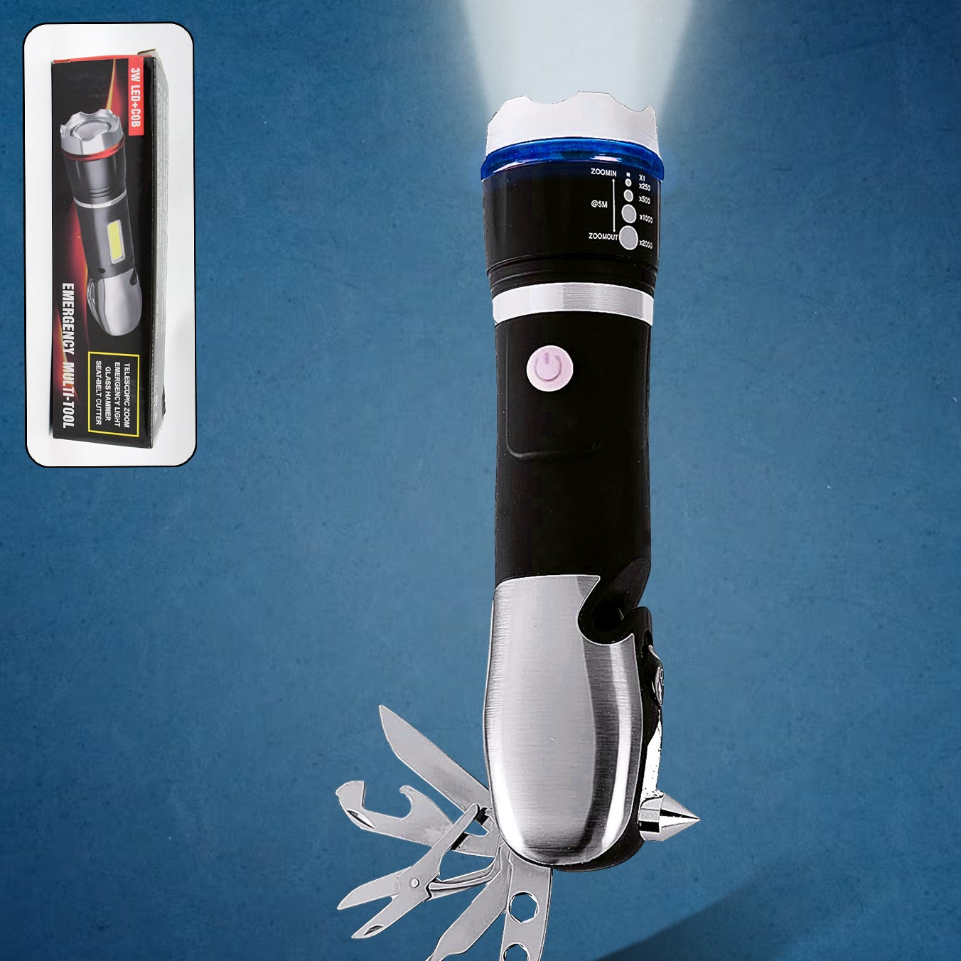 Battery Operated Multi Tool Led Flashlight All In One Tool Light (1 Pc Battery Not Included) - Happy Price - Image 1