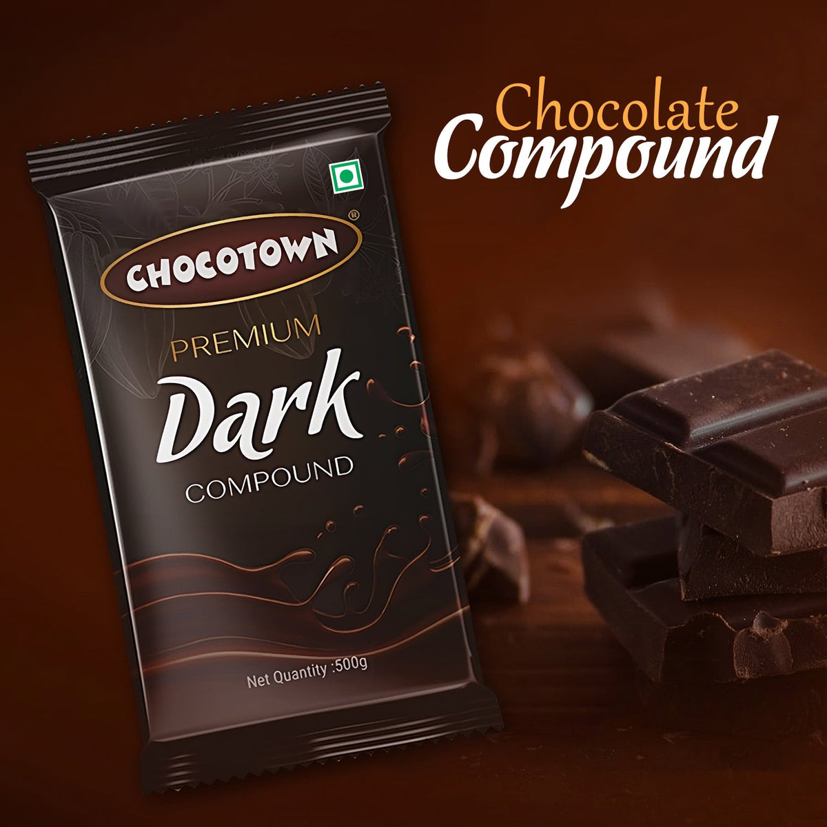 Dark Compound 500gm Chocotown Dark Choco Slab - Happy Price - Image 2