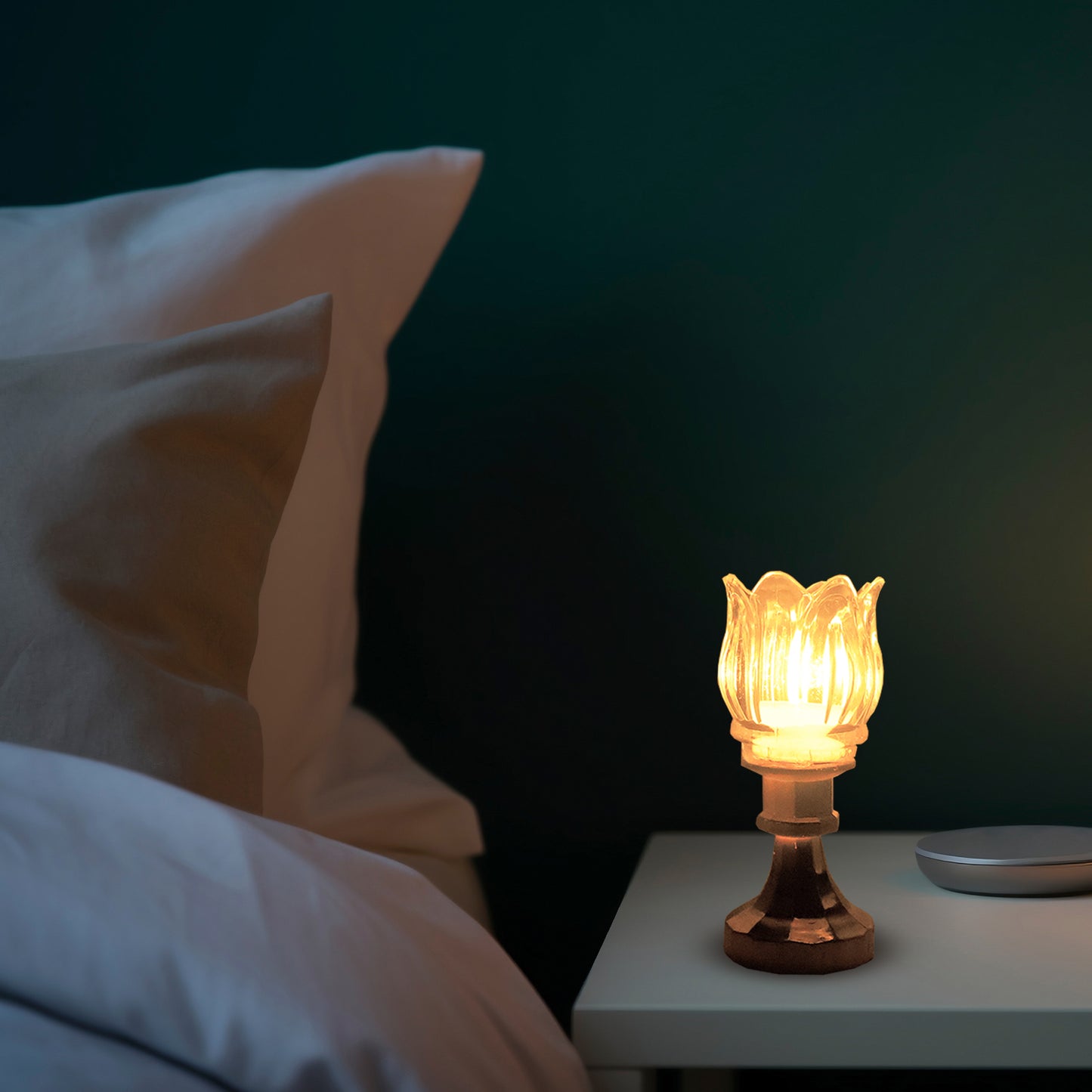 Lotus Shaped LED Decorative Lamp with Stand - Battery Operated Flameless Light - Happy Price - Image 6