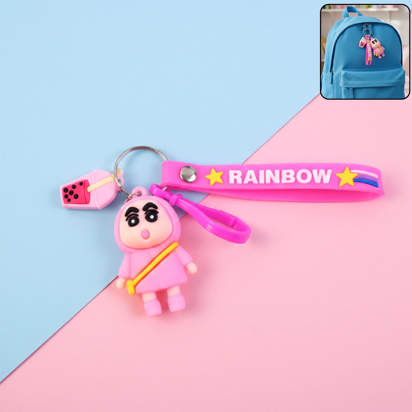 Cute Cartoon Character Rainbow Strap Keychain (1 Pc) - Happy Price - Image 2