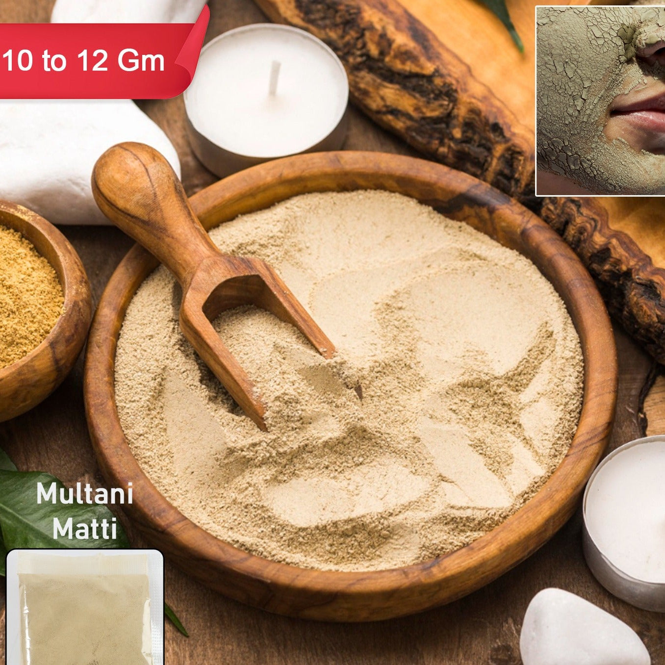 Natural Multani Mitti Powder for Face & Body - 10-12 Gm Single Pack - Happy Price - Image 1
