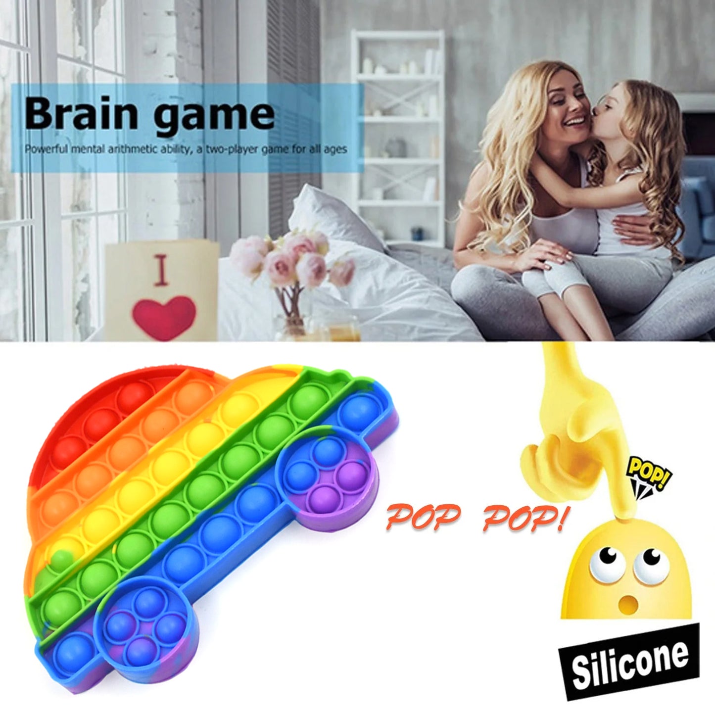 Pop Fidget Toy Push Pop Bubble Fidget Sensory Toy For Kids And Adults Fidget Popper Stress Reliever Sensory Fidget Poppers (Butterfly Car Shape 1 Pc) - Happy Price - Image 4