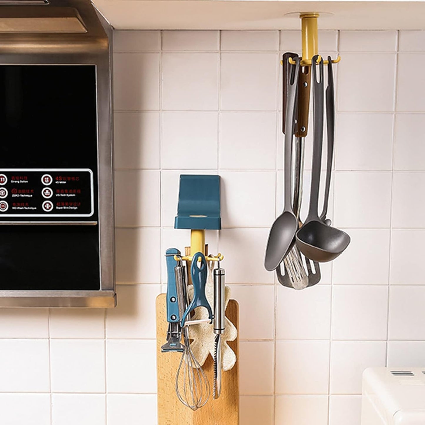 360 Degree Rotating Self Adhesive Plastic Wall Hook Hanger Multifunctional Hanger With 6 Heavy Duty Claw Hooks - Happy Price - Image 4