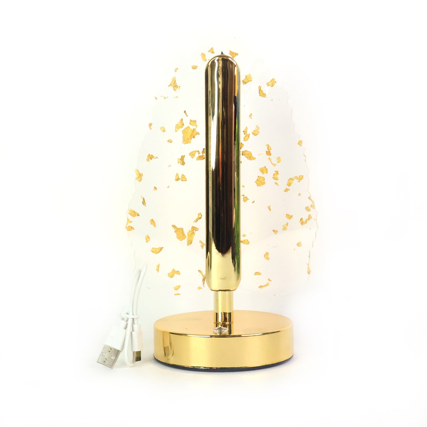 Golden Crystal Leaf LED Table Lamp with USB Charging - 1 Pc - Happy Price - Image 2
