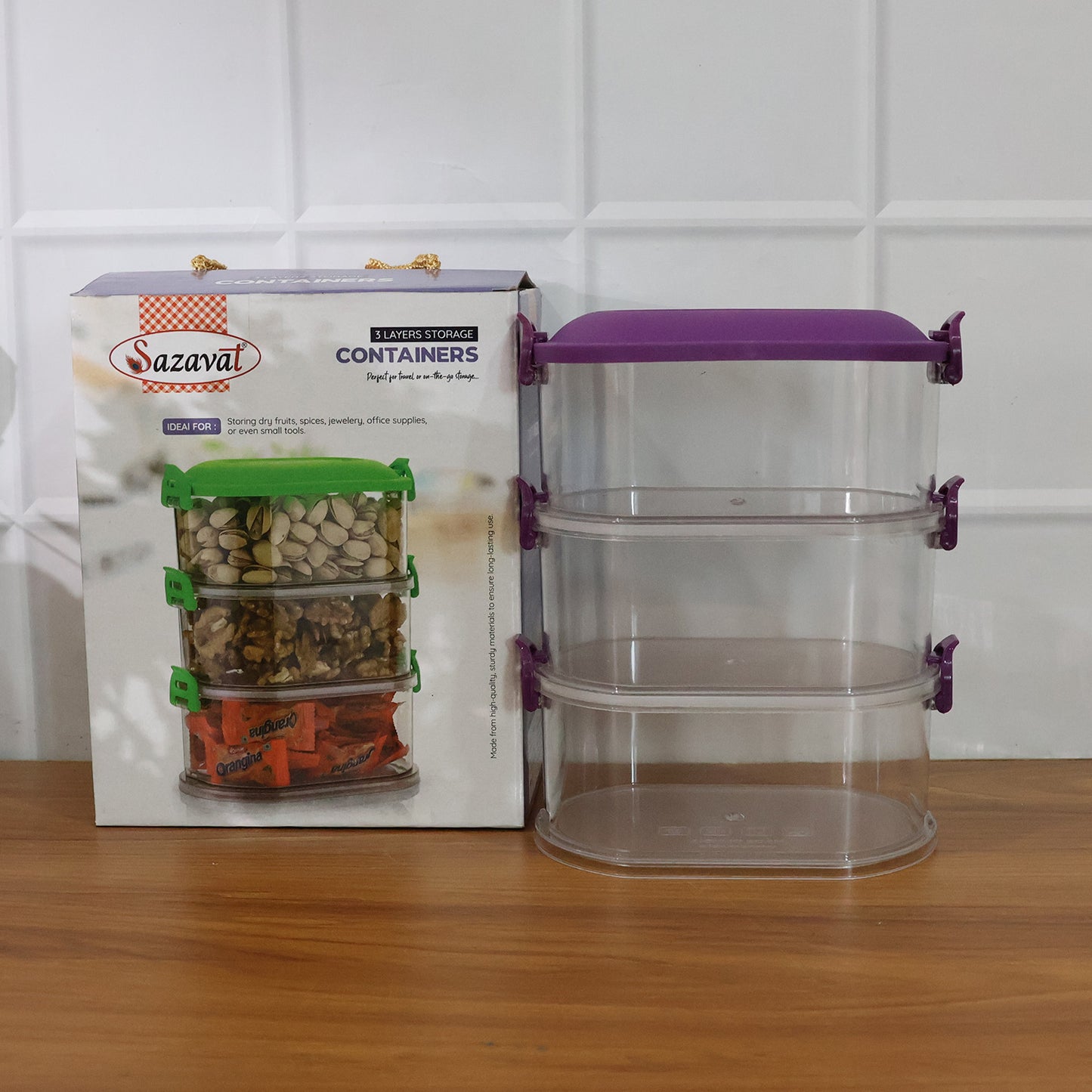 3 Layer Stackable Food Container Set with Airtight Lids - Kitchen Organization - Happy Price - Image 7