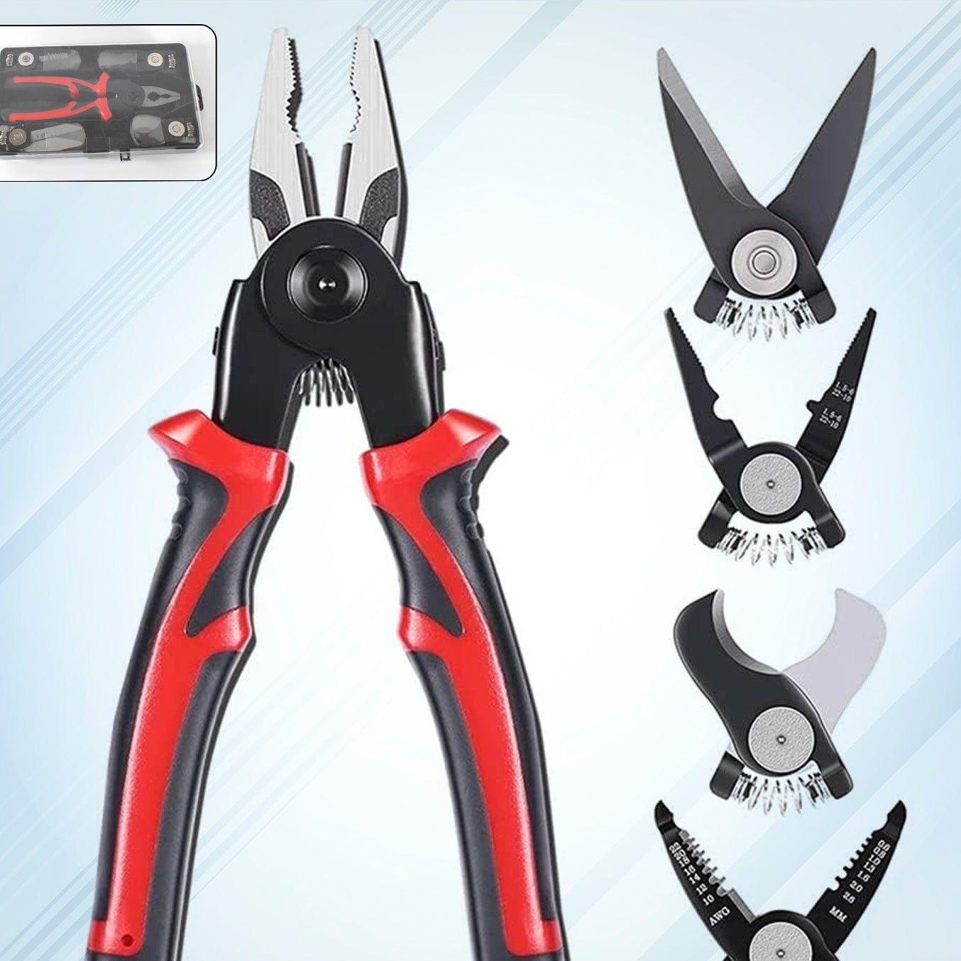 5 In 1 Wire Stripper Pliers Set Soft Grip Anti-slip Alloy Steel Cutting Gripping Stripping - Happy Price - Image 1