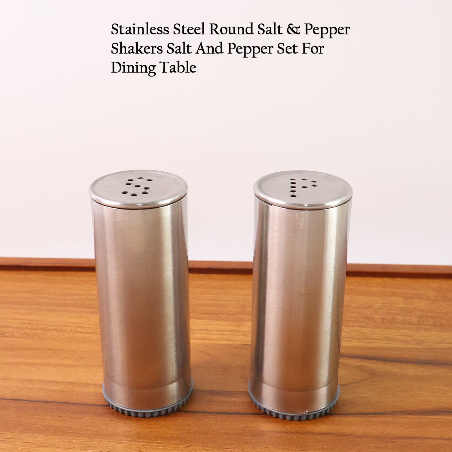 Stainless Steel Salt & Pepper Shakers Set - 2 Piece Cylindrical Spice Dispensers - Happy Price - Image 7
