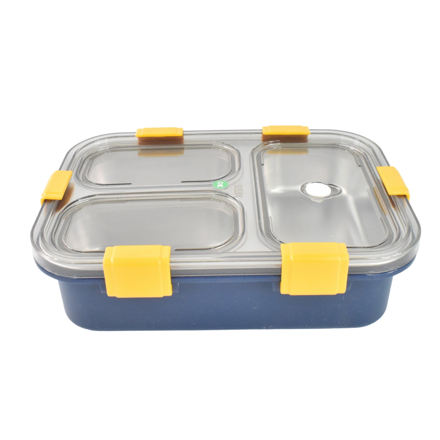3 Compartment Transparent Stainless Steel Lunch Box For Kids - Happy Price - Image 4
