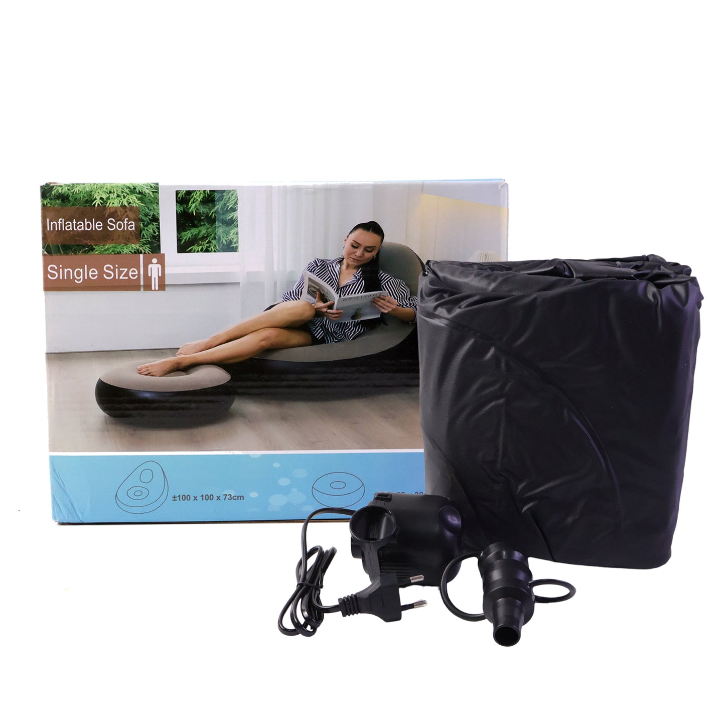 Portable Inflatable Air Sofa Chair with Footrest & Electric Pump - 1 Set - Great Price - Image 4