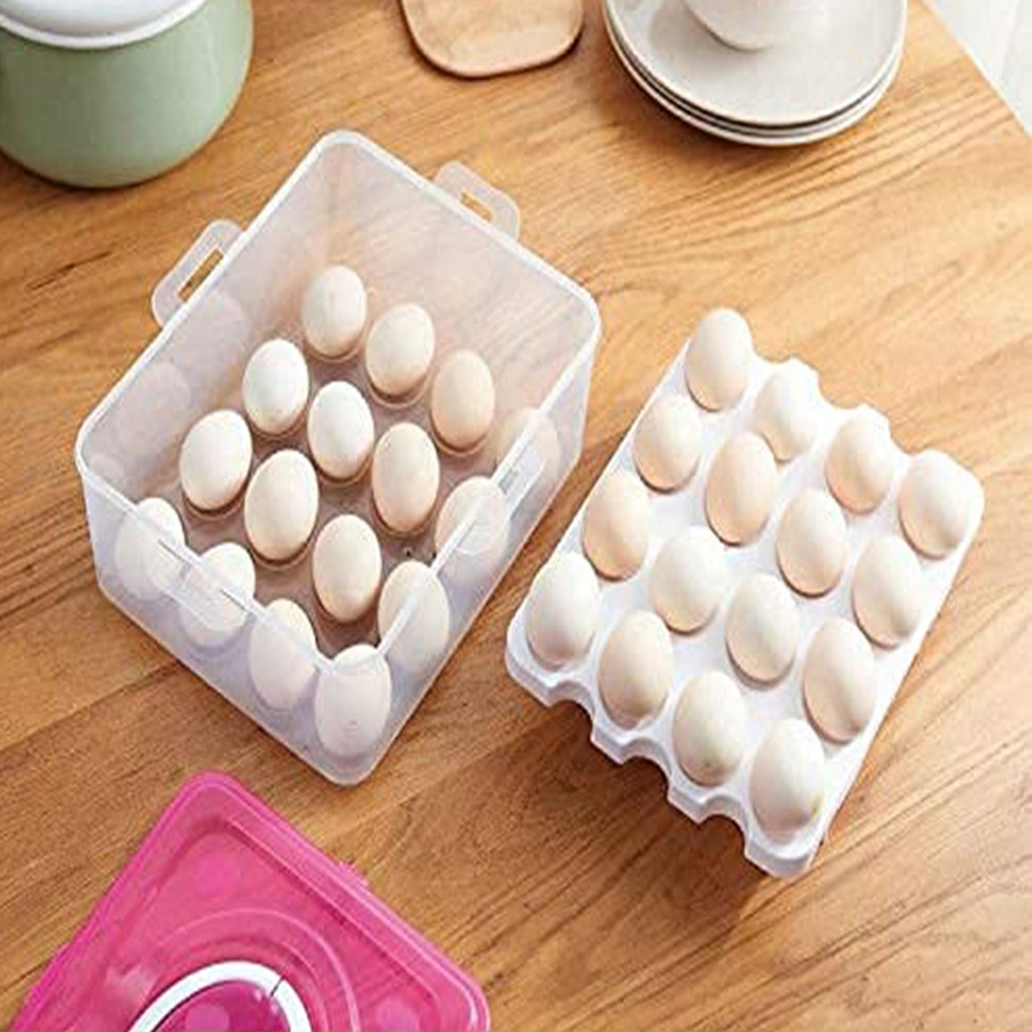 2layer 32 Grid Egg Tray With Lid Egg Carrier Holder For Refrigerator Camping Food Storage Container With Handle (1 Pc ) - Happy Price - Image 4