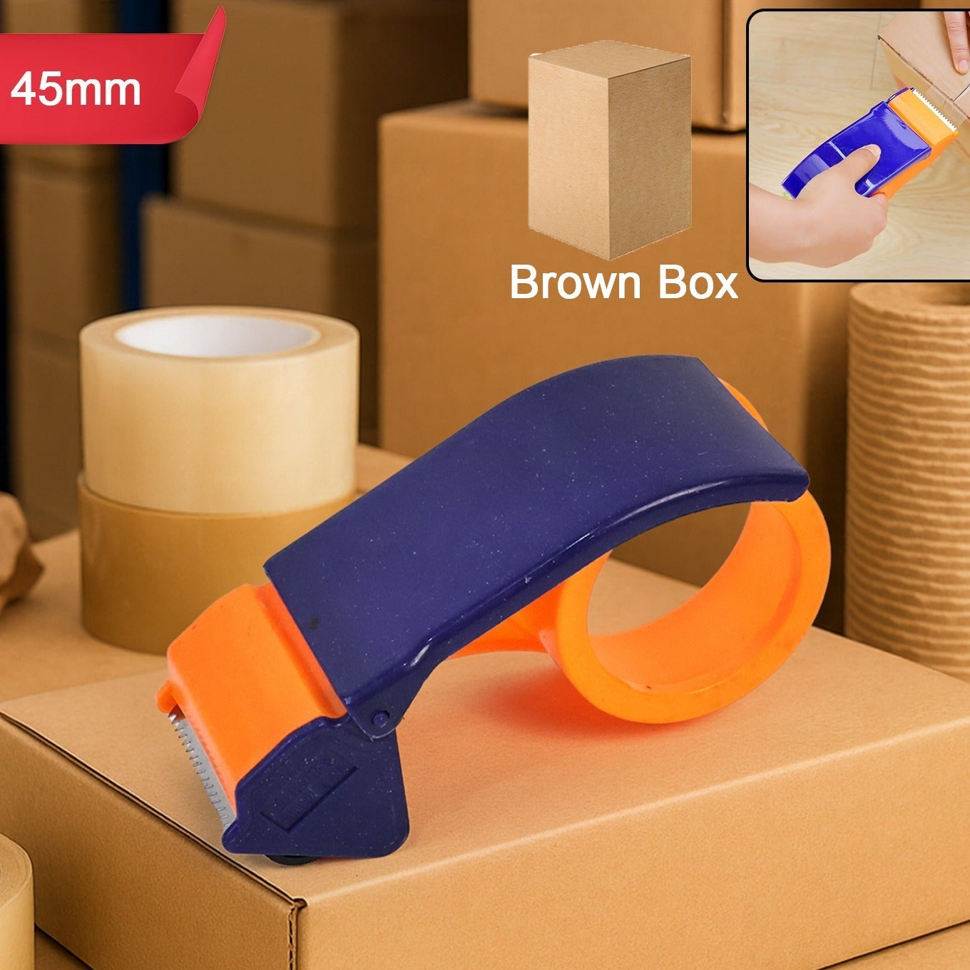 45mm Handheld Tape Dispenser with Cutter for Packaging Boxes - Happy Price - Image 1